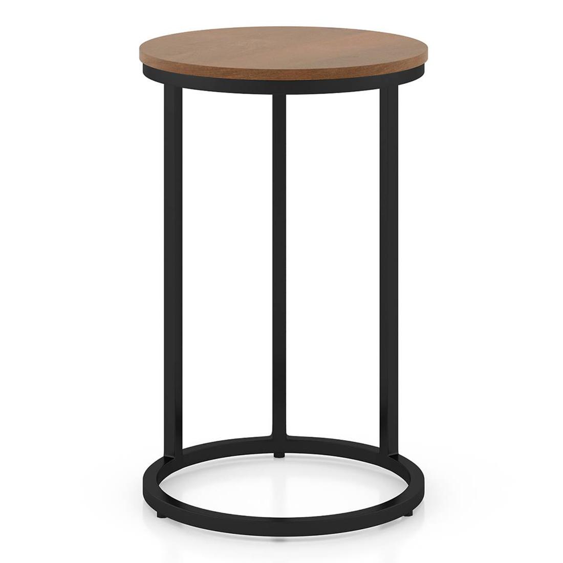 Delphine Solid Wood Side Table in Amber Walnut Finish