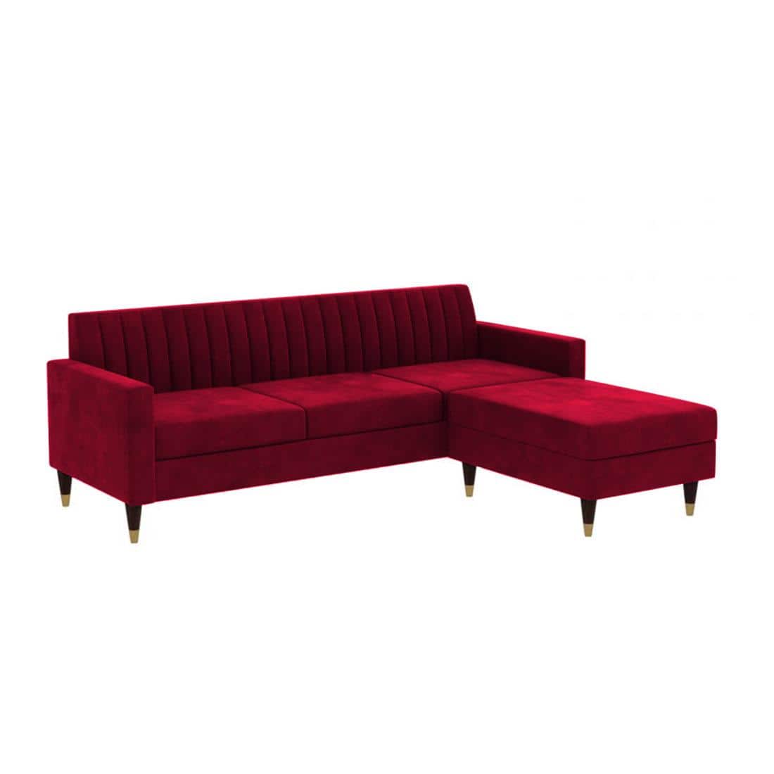 Deeplac Sectional Fabric Sofa - Maroon