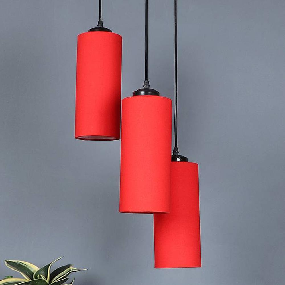 Peyton Red Fabric Cluster Hanging Light