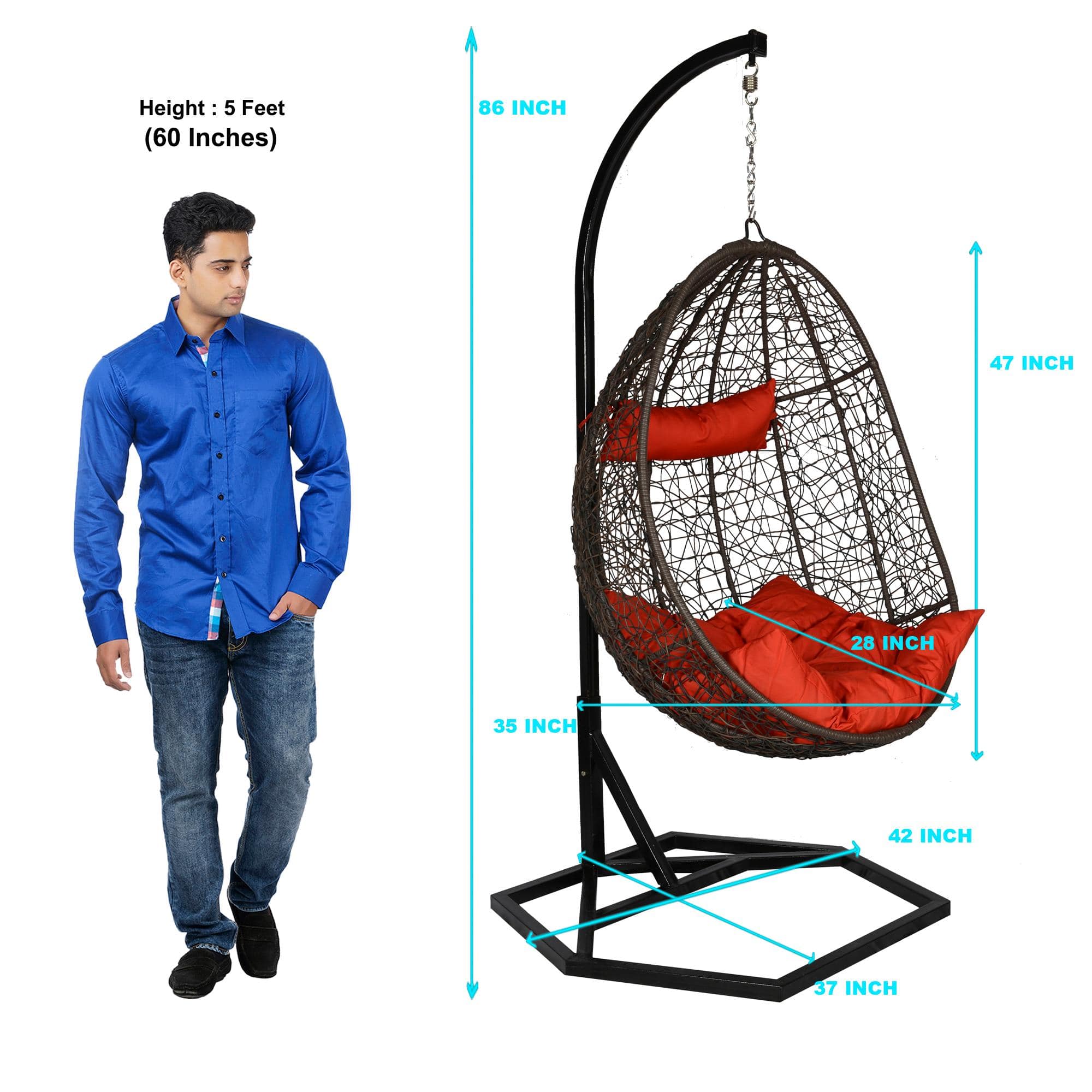 Bern Wicker Swing In Black And Brown Color