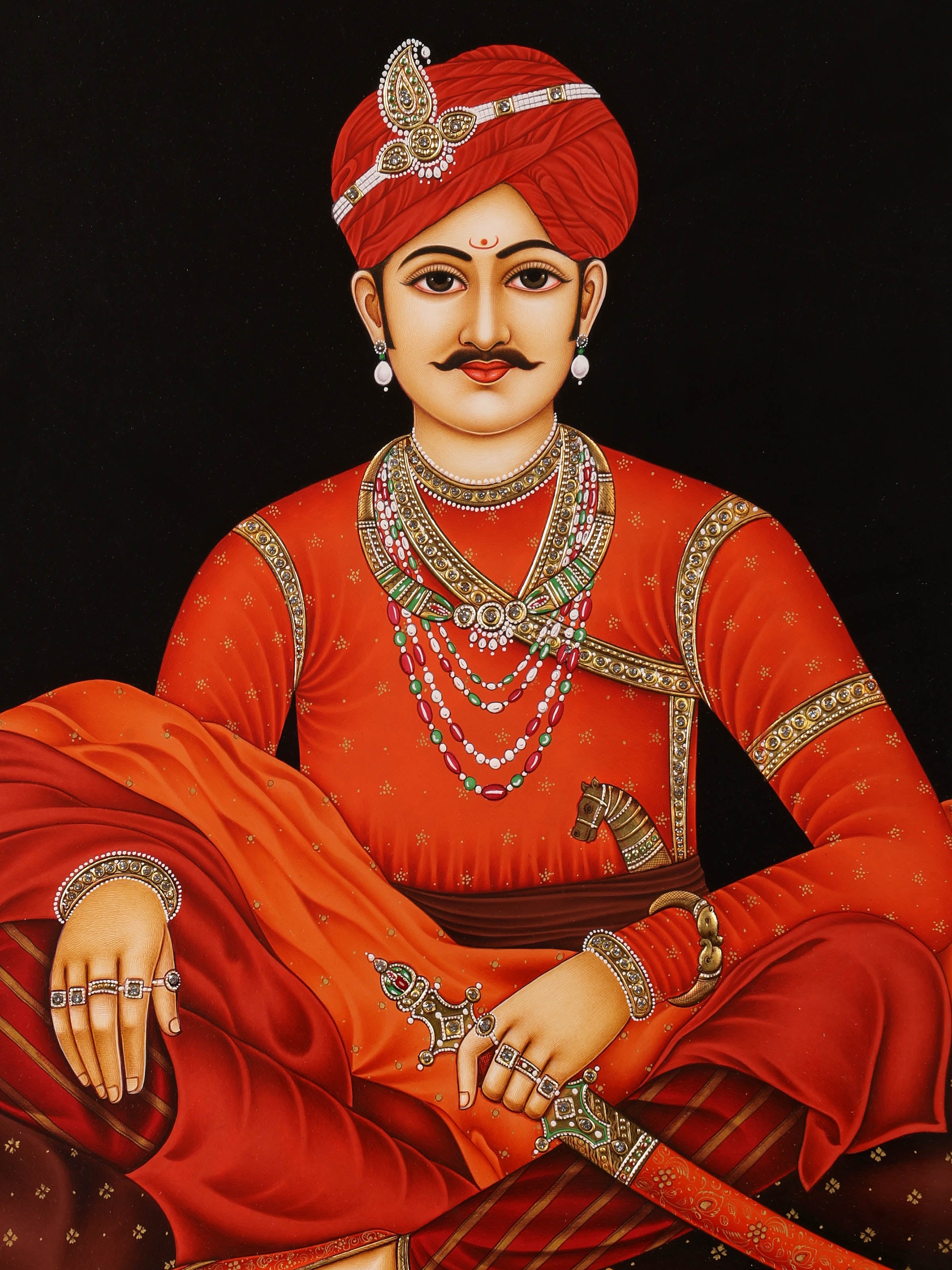 Raja-rani Miniature Real Gold Painting