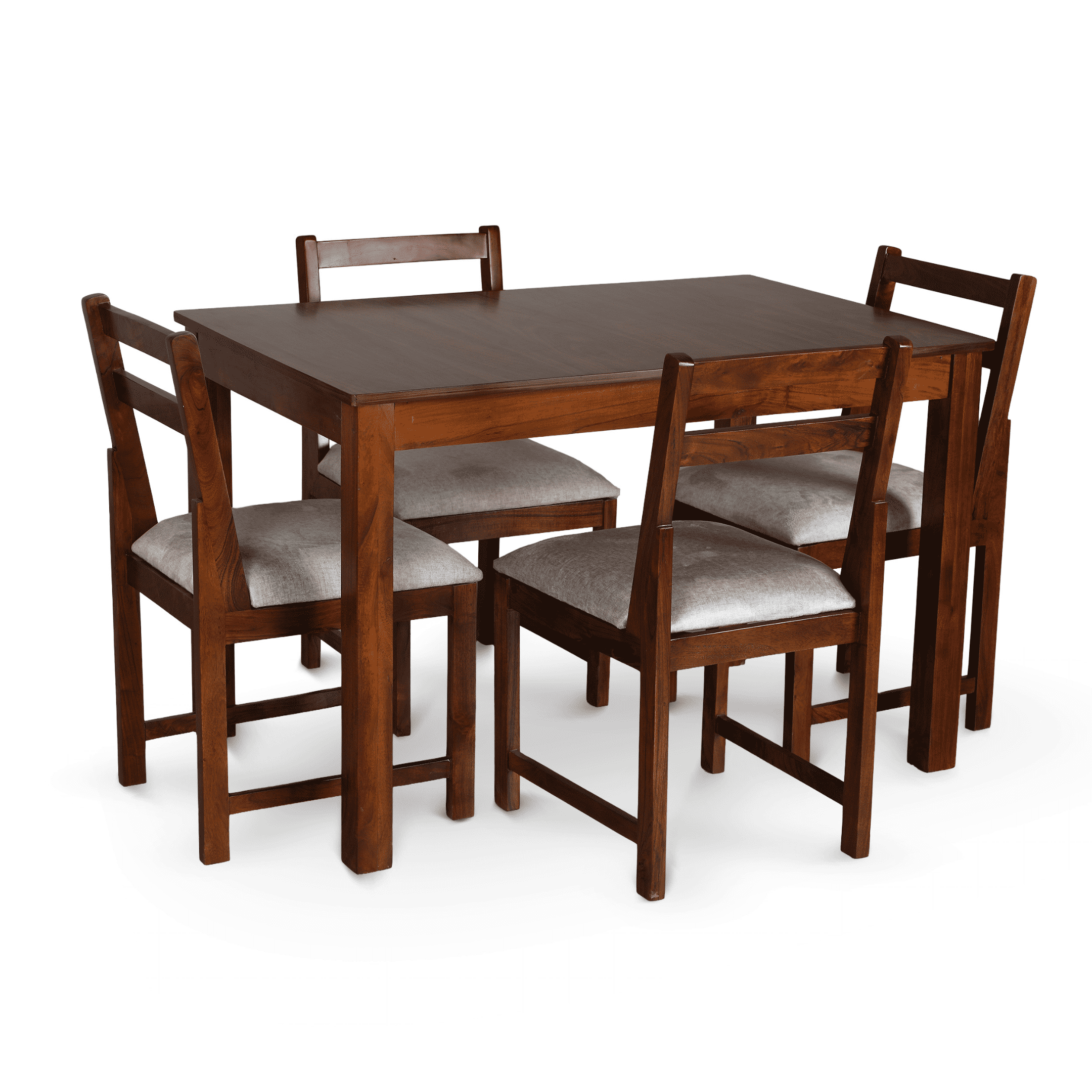 Globally Indian Sheesham Wood 4 Seater Dining Table Set With 4 Seater Cushioned Chairs