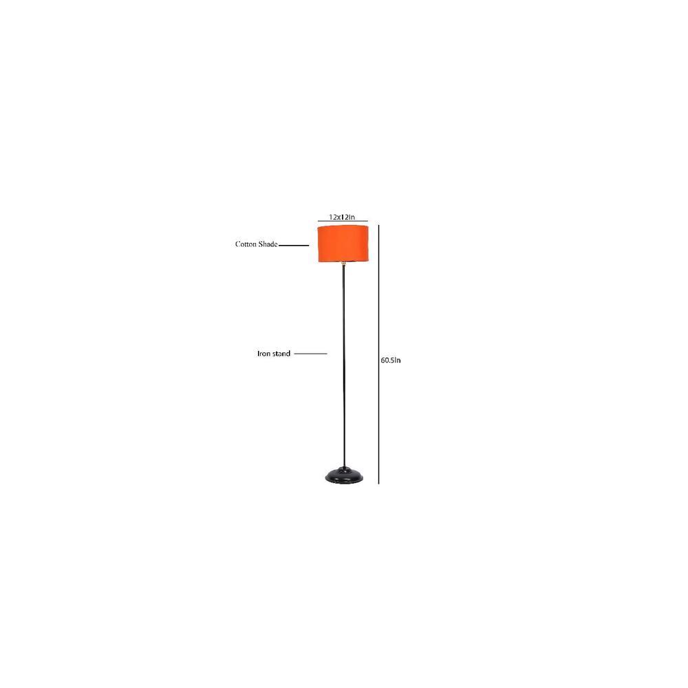 Flynn Orange Fabric Floor Lamp with Black Iron Base