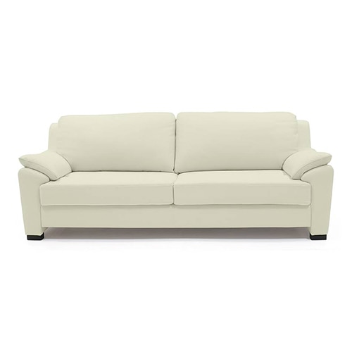Farina 3 Seater Half Leather Sofa in Milk Colour - Urban Ladder