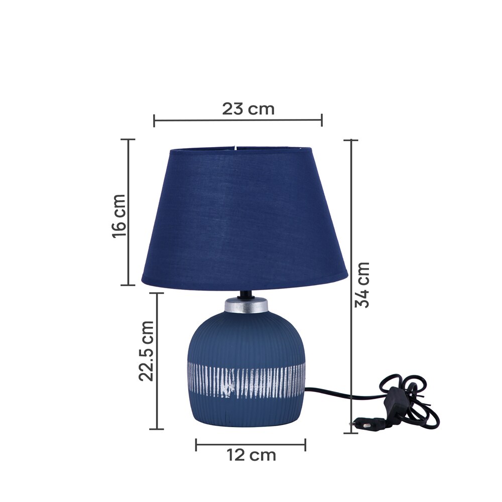 Linear Pattern Artisan Table Lamp Blue Base