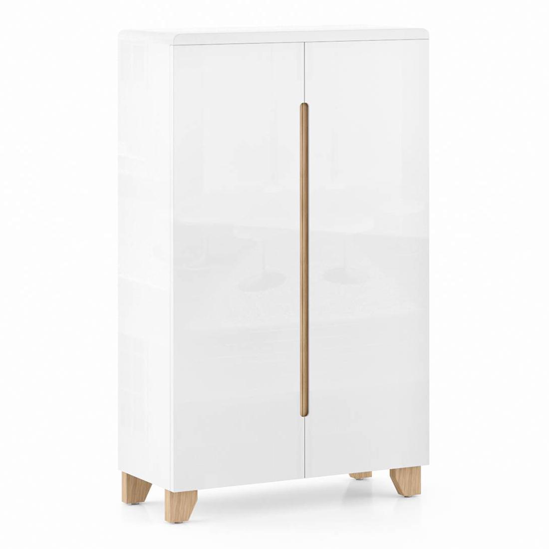 Oslo High Gloss 21 Pair Shoe Rack In White Finish