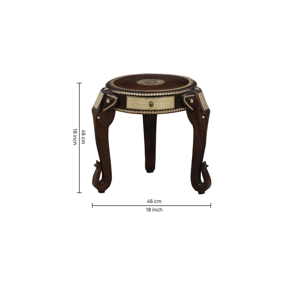 Solid Wood End Table In Walnut Finish With Drawer