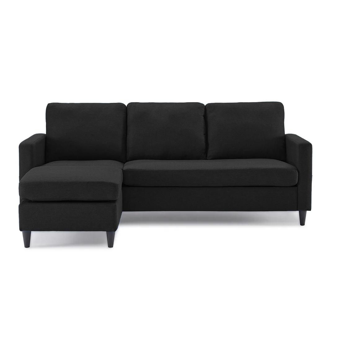 Monznij Sectional Fabric Sofa - Black