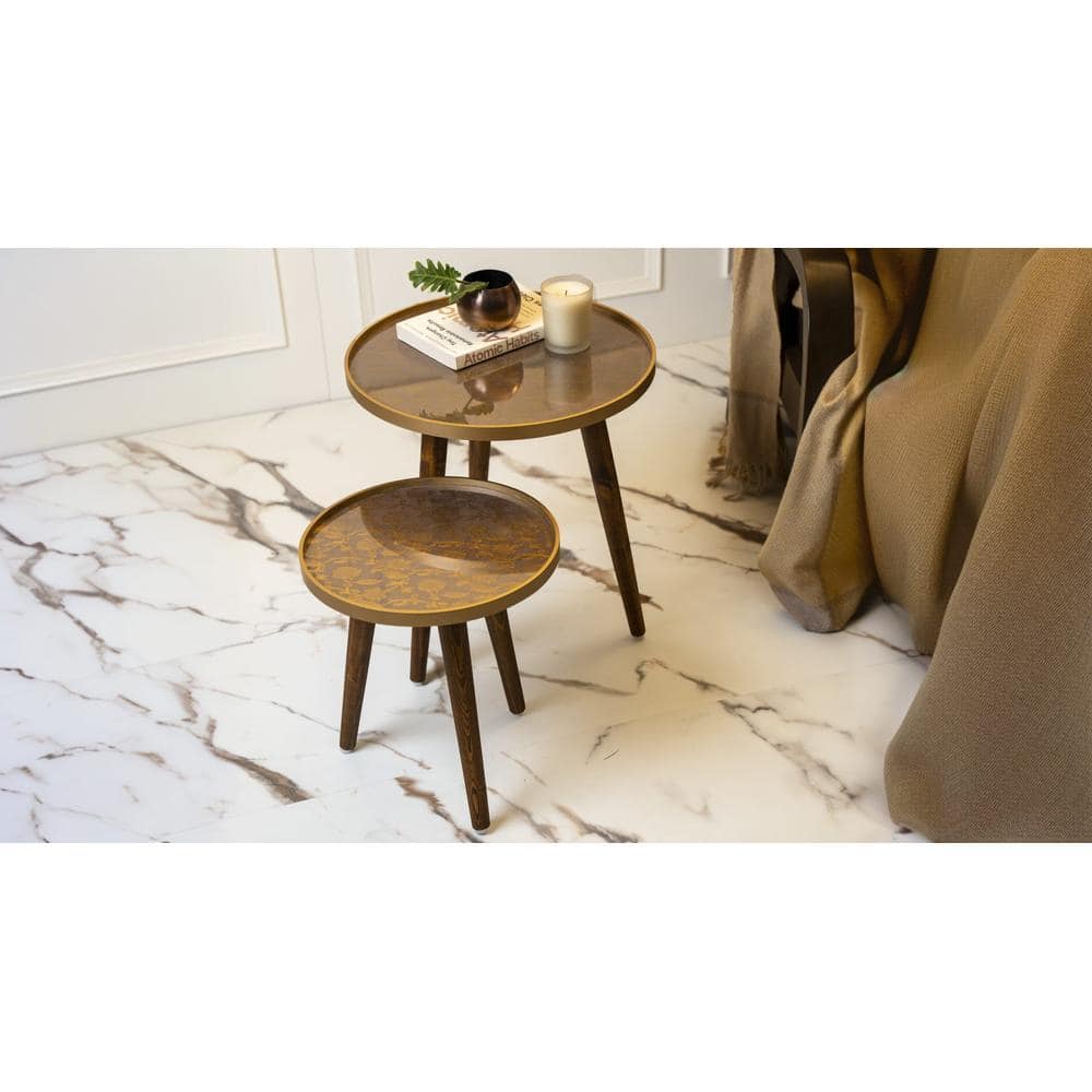 Bela Round Nesting Tables with Wooden Legs, Side Tables, Wooden Tables, Living Room Decor by A Tiny Mistake