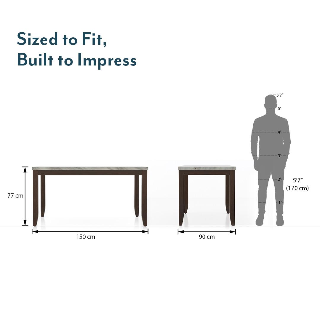 Matteo Stone 6 Seater Dining Table In Dark Walnut Finish