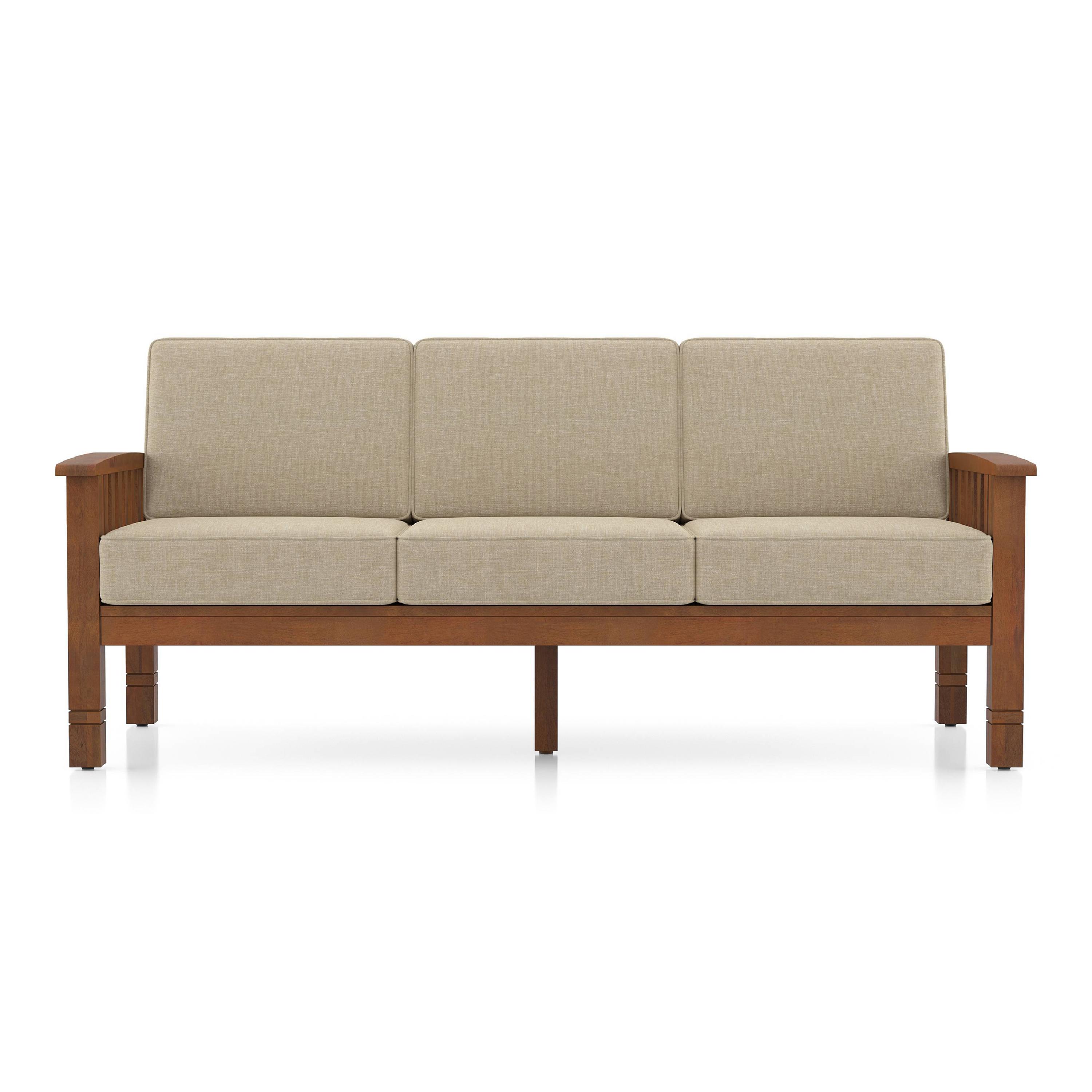 Raynor 3 Seater Wooden Sofa (Macadamia Brown)