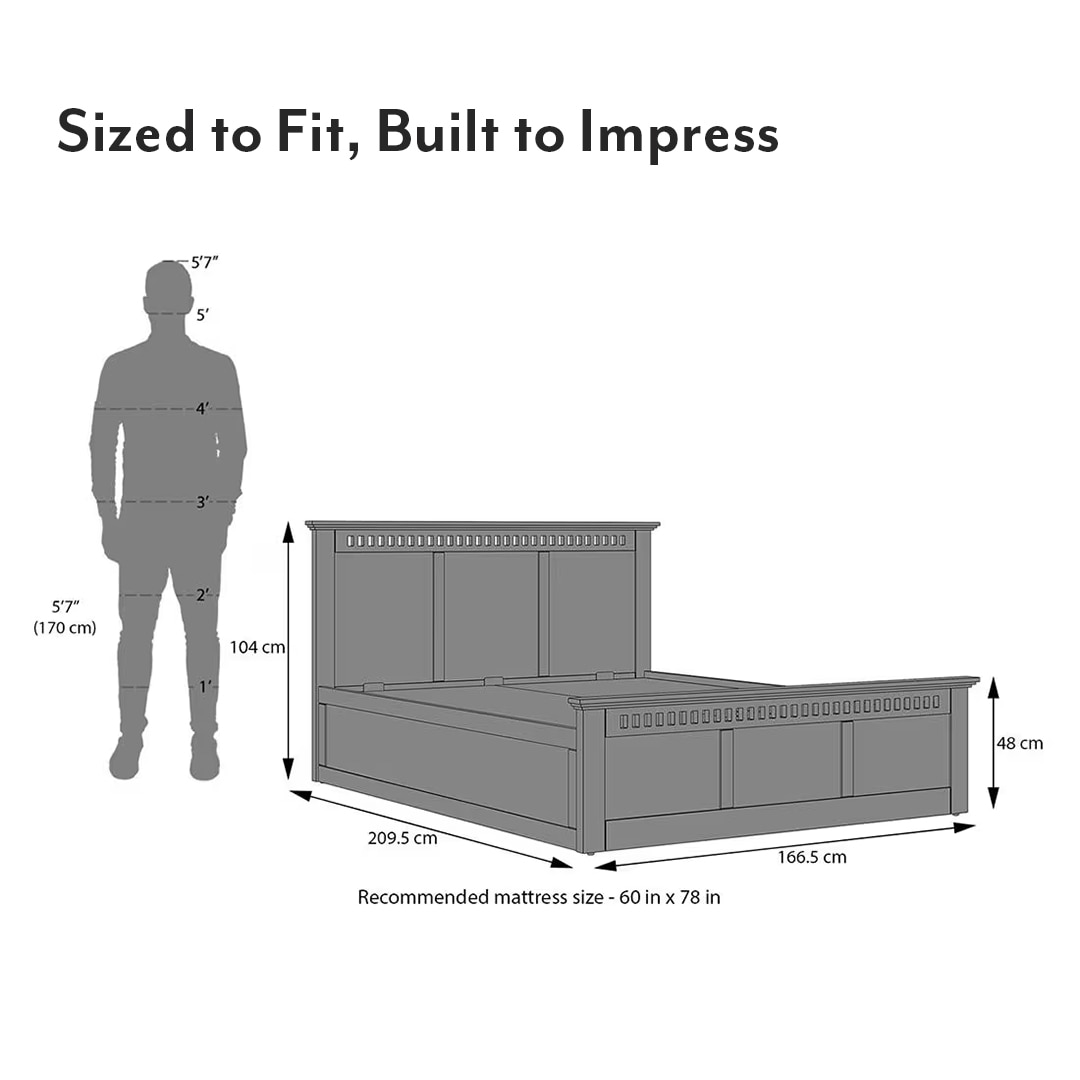 Fidora Solid Wood Queen Hydraulic Storage Bed In Honey Finish