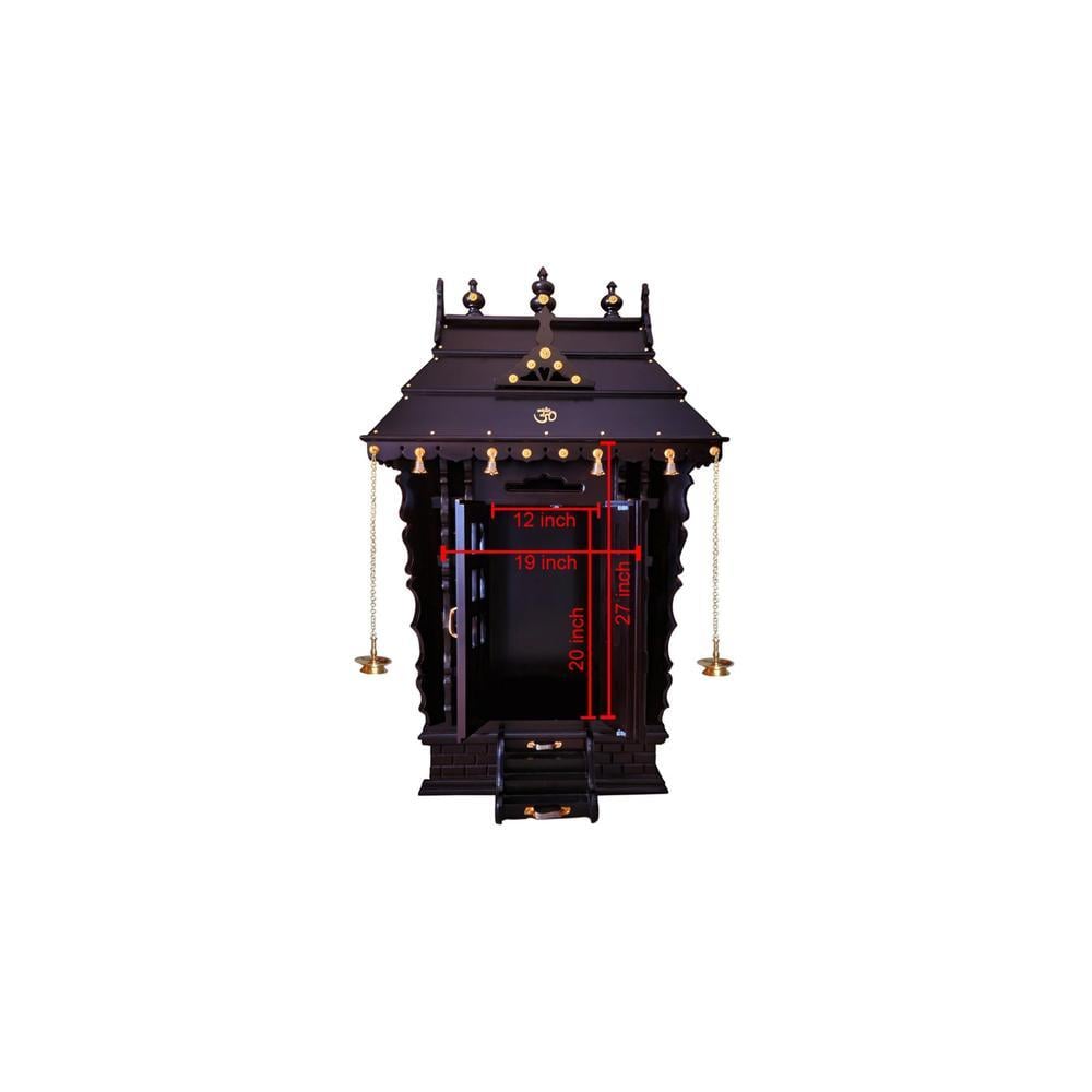 shreya solid wood prayer unit in mahagony finish