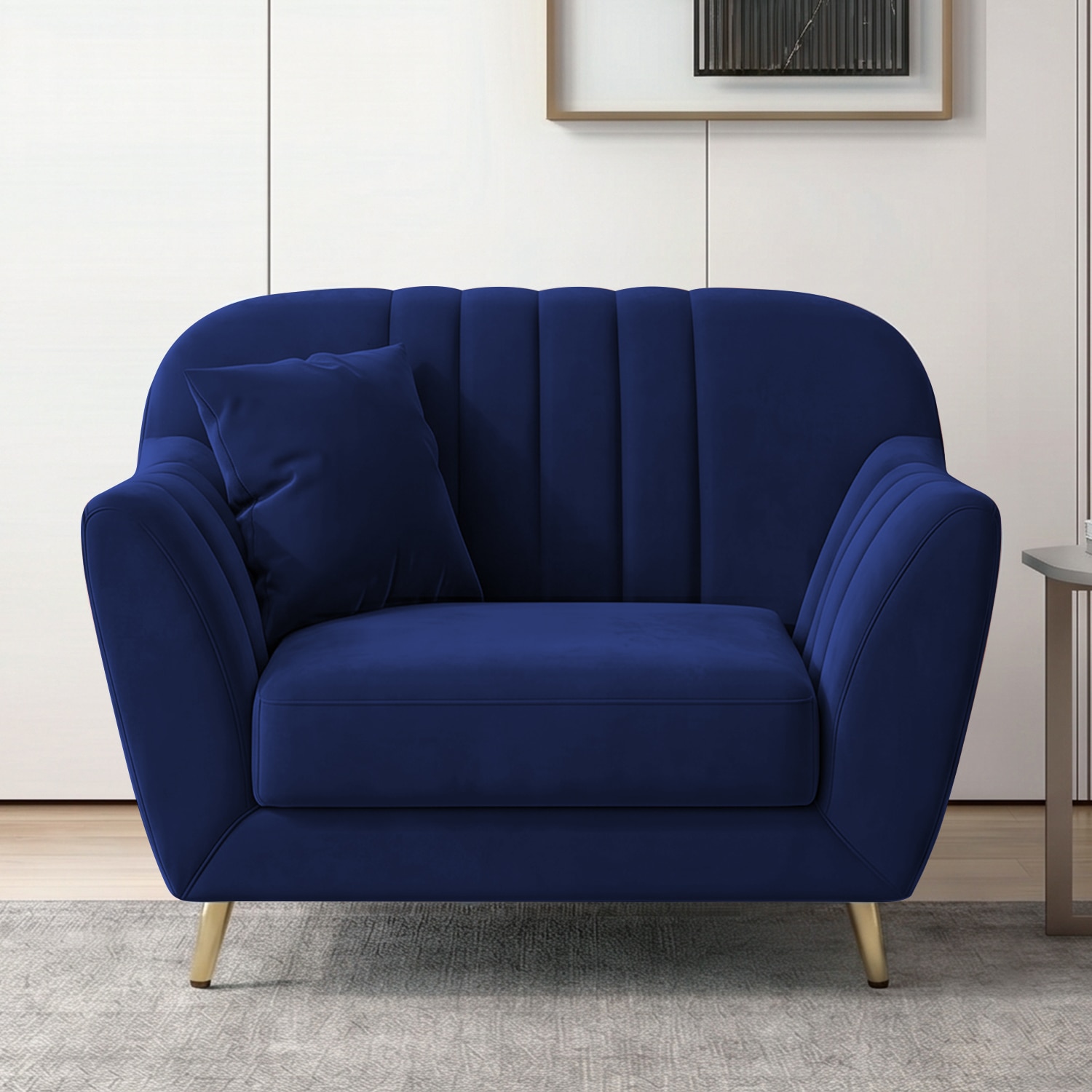 Rivo Velvet 1 Seater Sofa in Navy Blue Color - Home Lifestylez