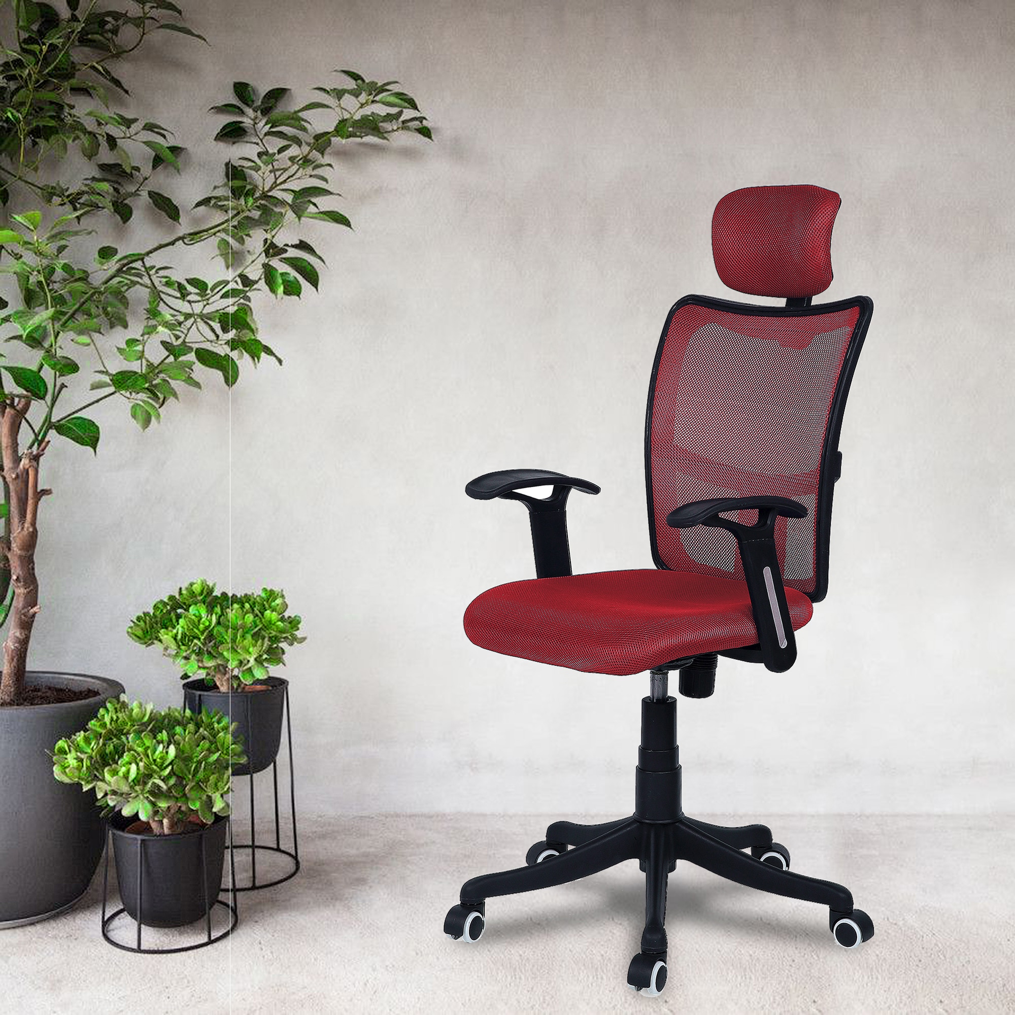 Jeaorda High Back Ergonomic Chair in Red Colour