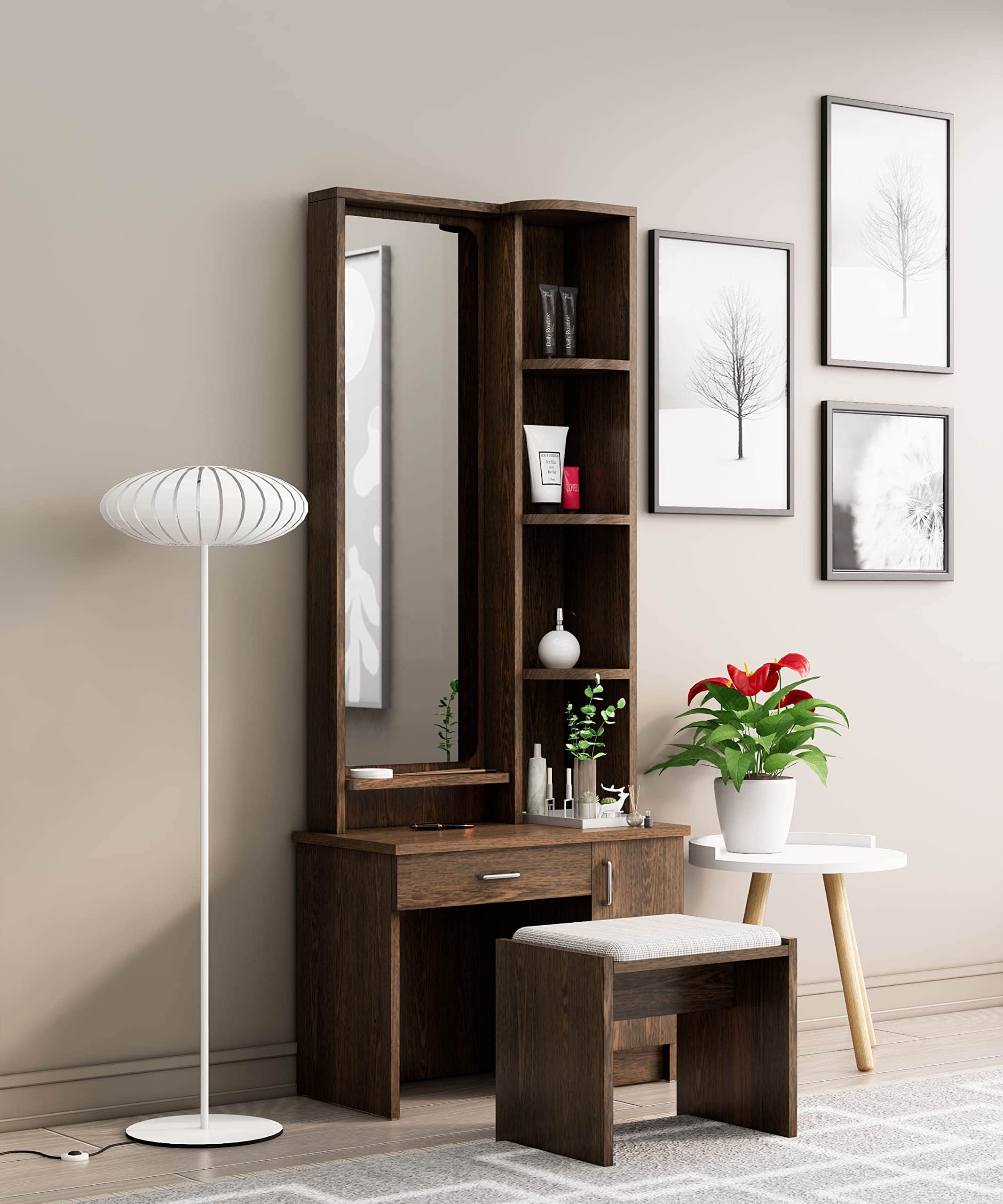 Hexa Red Wooden Dressing Table in Flower Wenge Colour - HexaRed