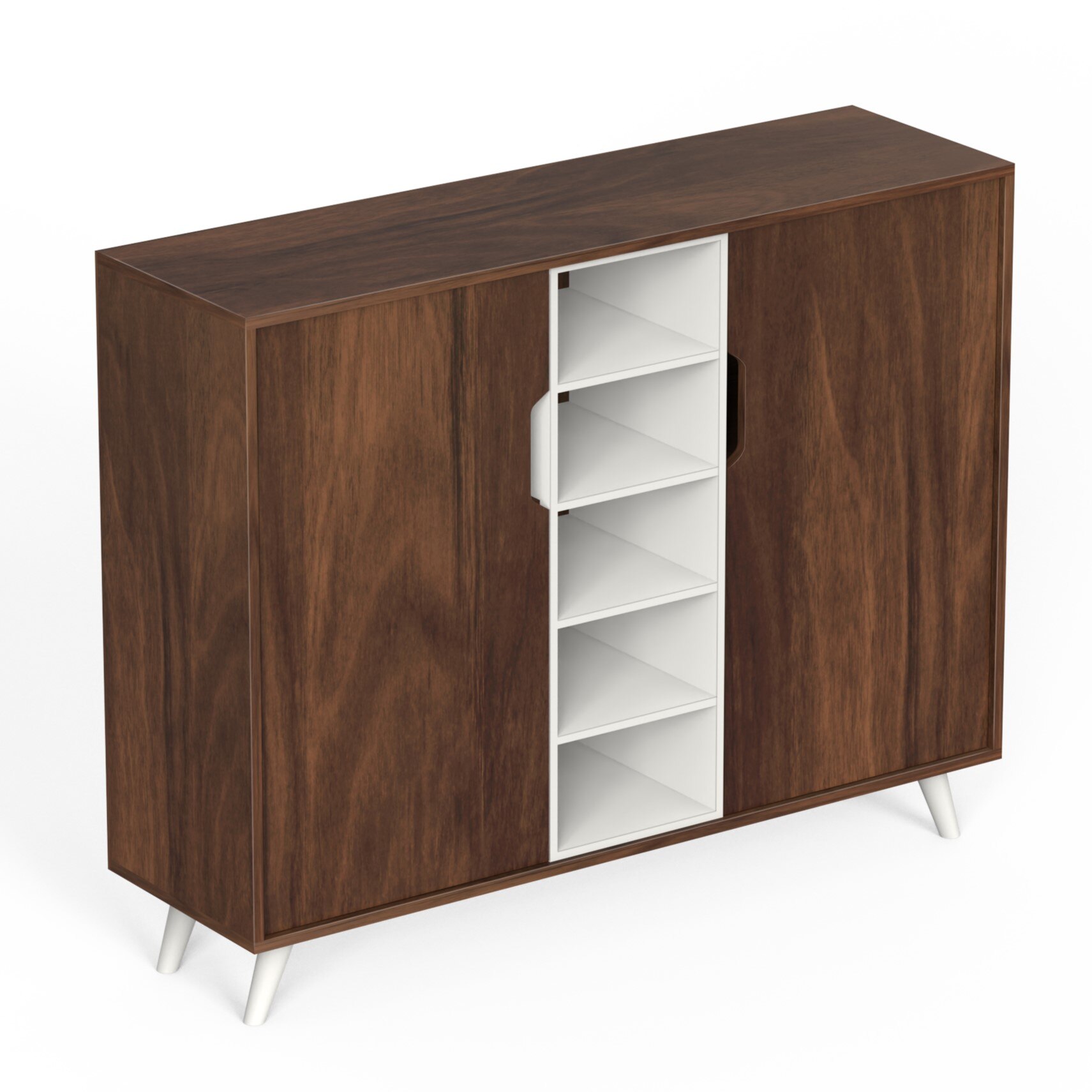 BLUEWUD Furlyn Engineered Wood Dual Tone 2 Doors Shoe Rack Cabinet Slipper Footwear Stand Organizer with Handle Less Desgin & 5 Closed Shelves can Store Up to 25 Pairs for Home (Brown Maple & White)