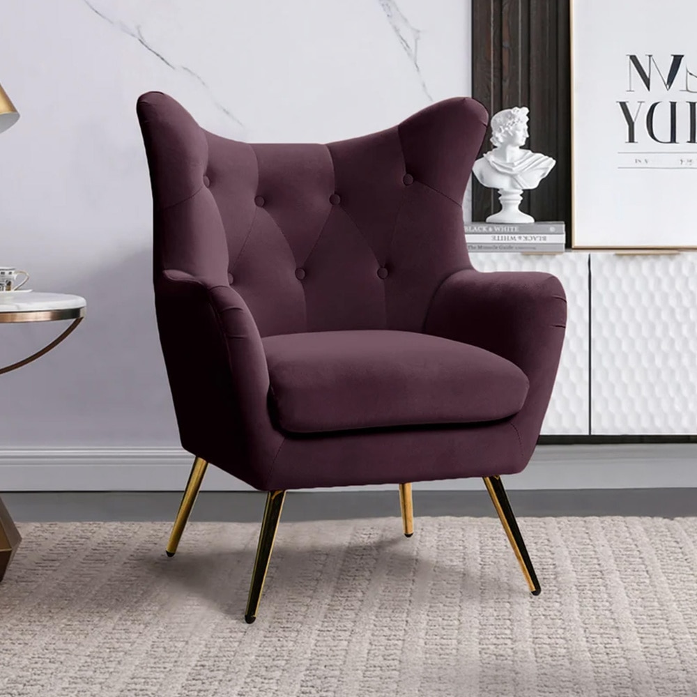 Dawson Solid Wood Accent Chair in Purple Colour