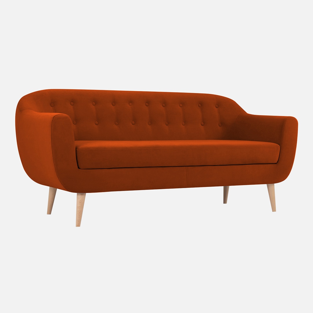 Colam Velvet 3 Seater Sofa in Orange Colour