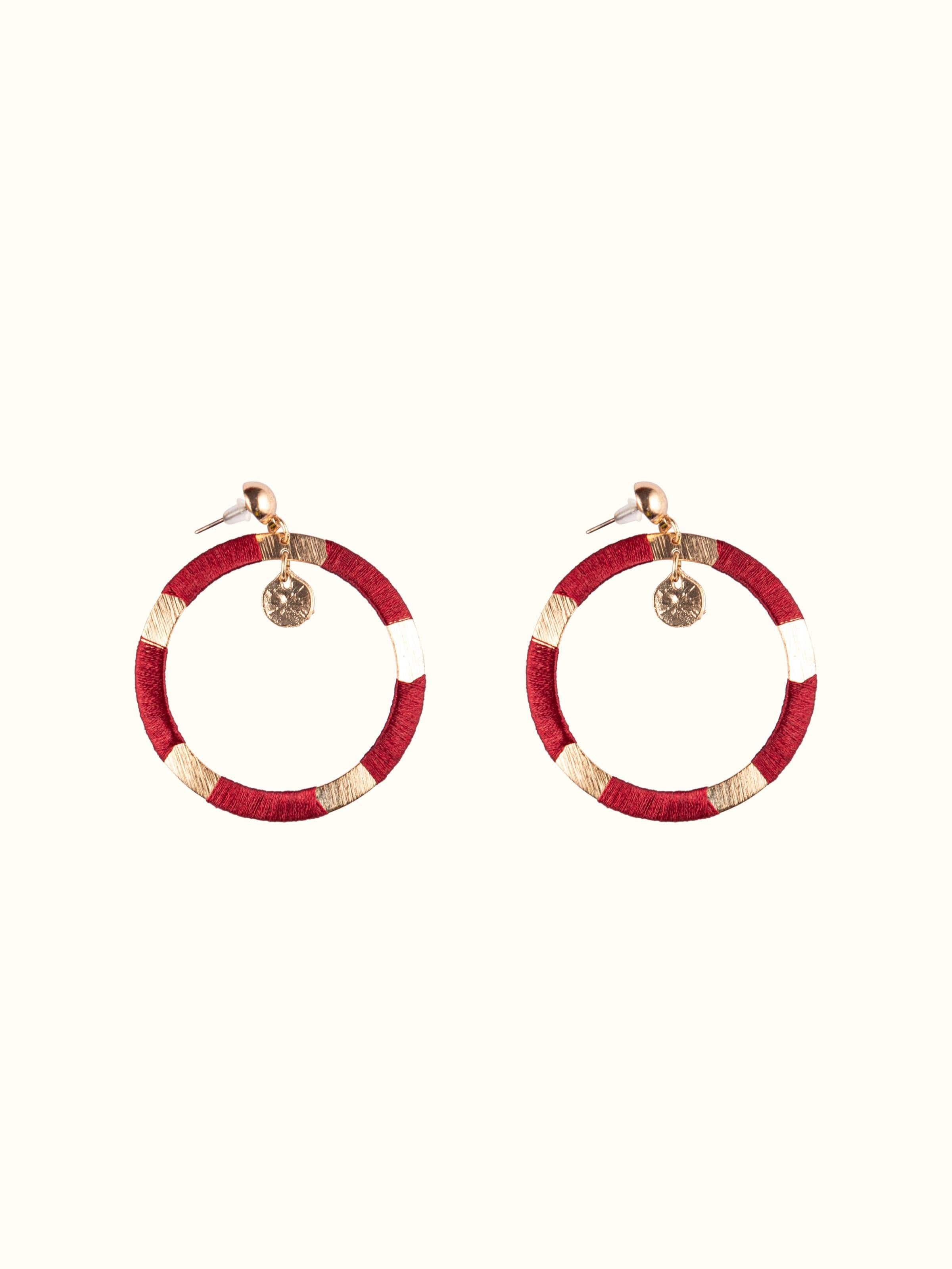 Front view of Handcrafted Drop Earrings featuring unique design by Swadesh