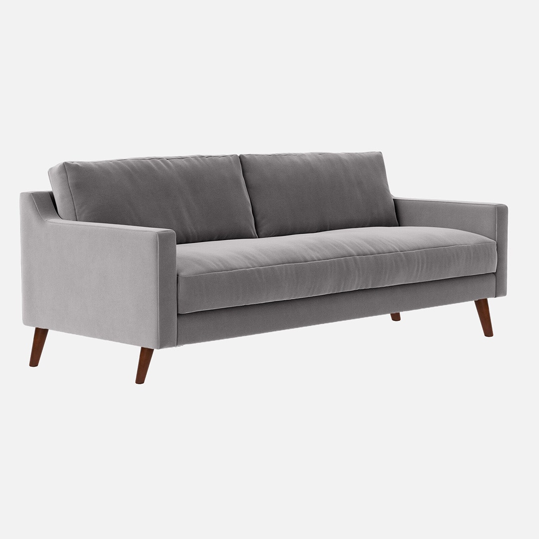 Reiti Velvet 3 Seater Sofa in Grey Colour