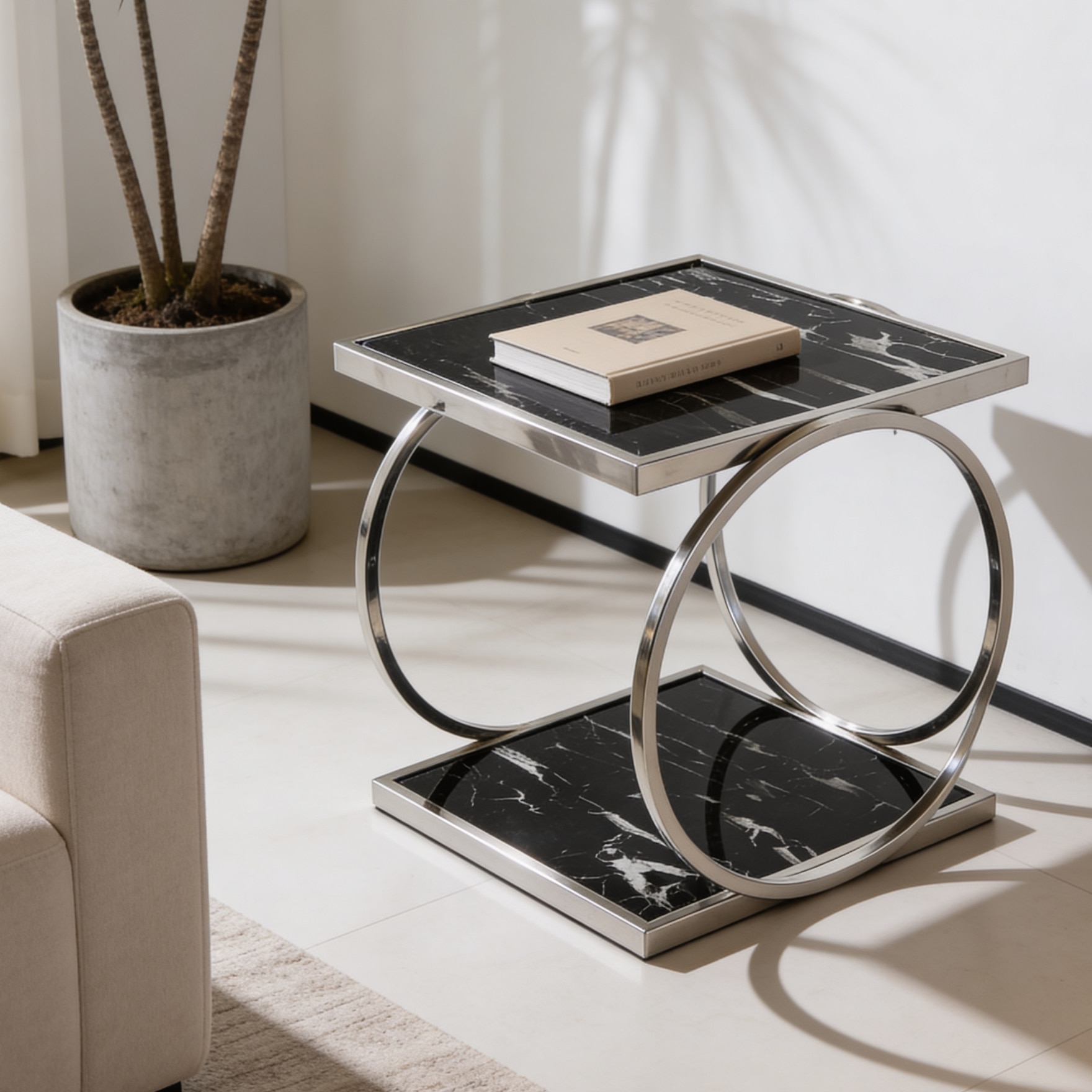 Marbleous Metal Side Table - Handicrafts Town