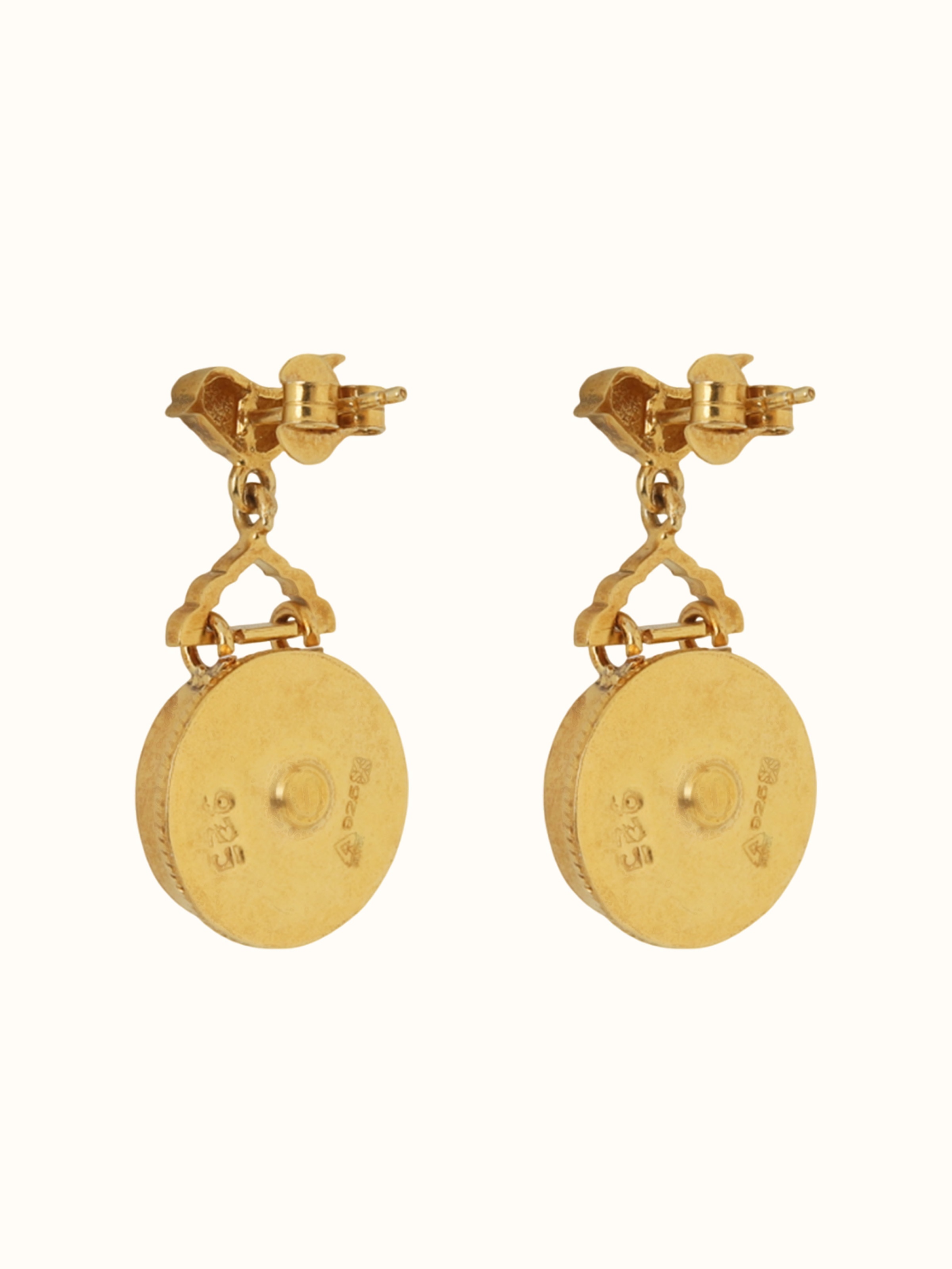 back view of thewa silver drop earrings