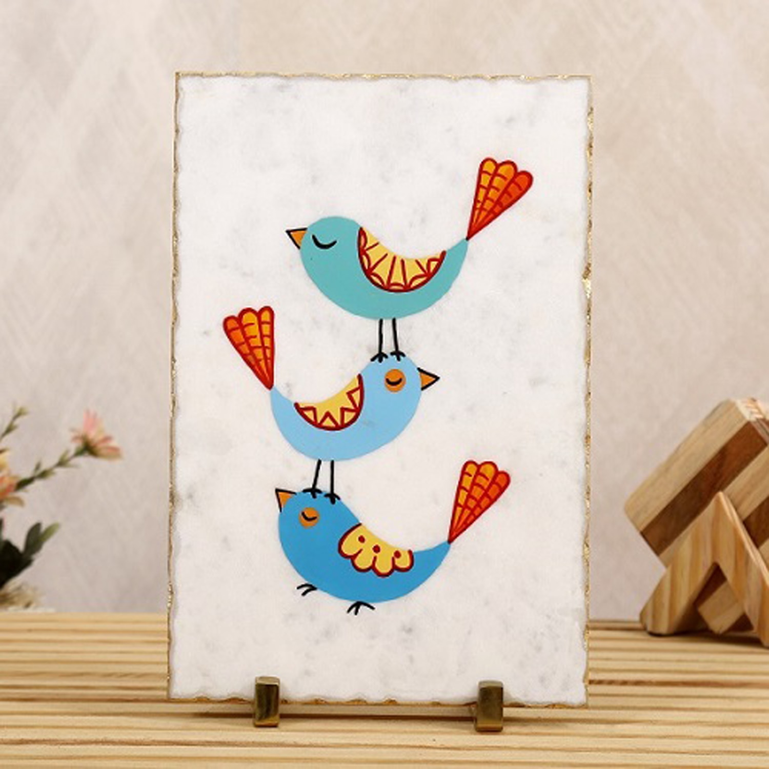 Tweeting Birds Marble Showpiece - Posh N Plush