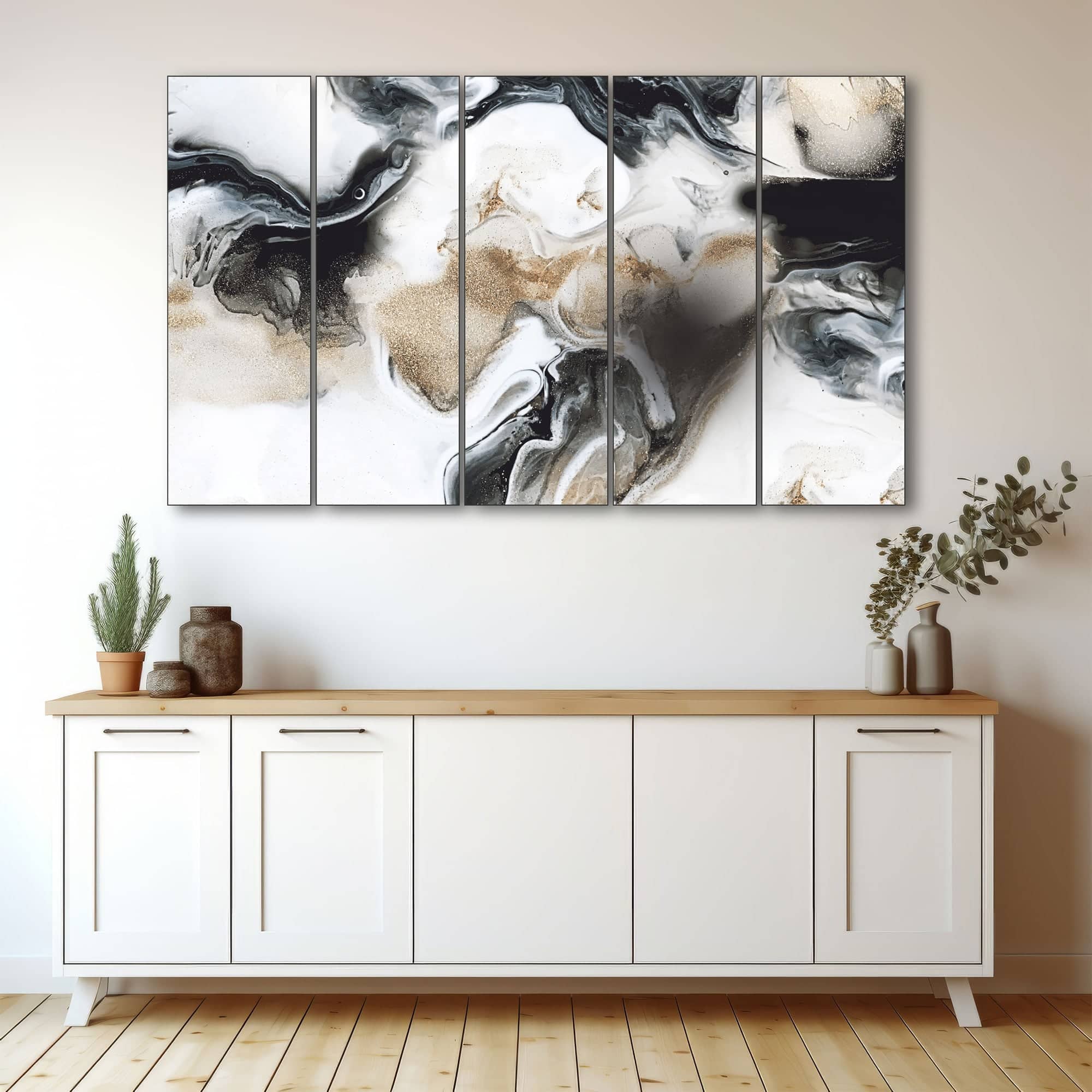 The Castle Decor Modern Marble Art Wall Art Set of 5 27x48 Inch - The Castle Decor