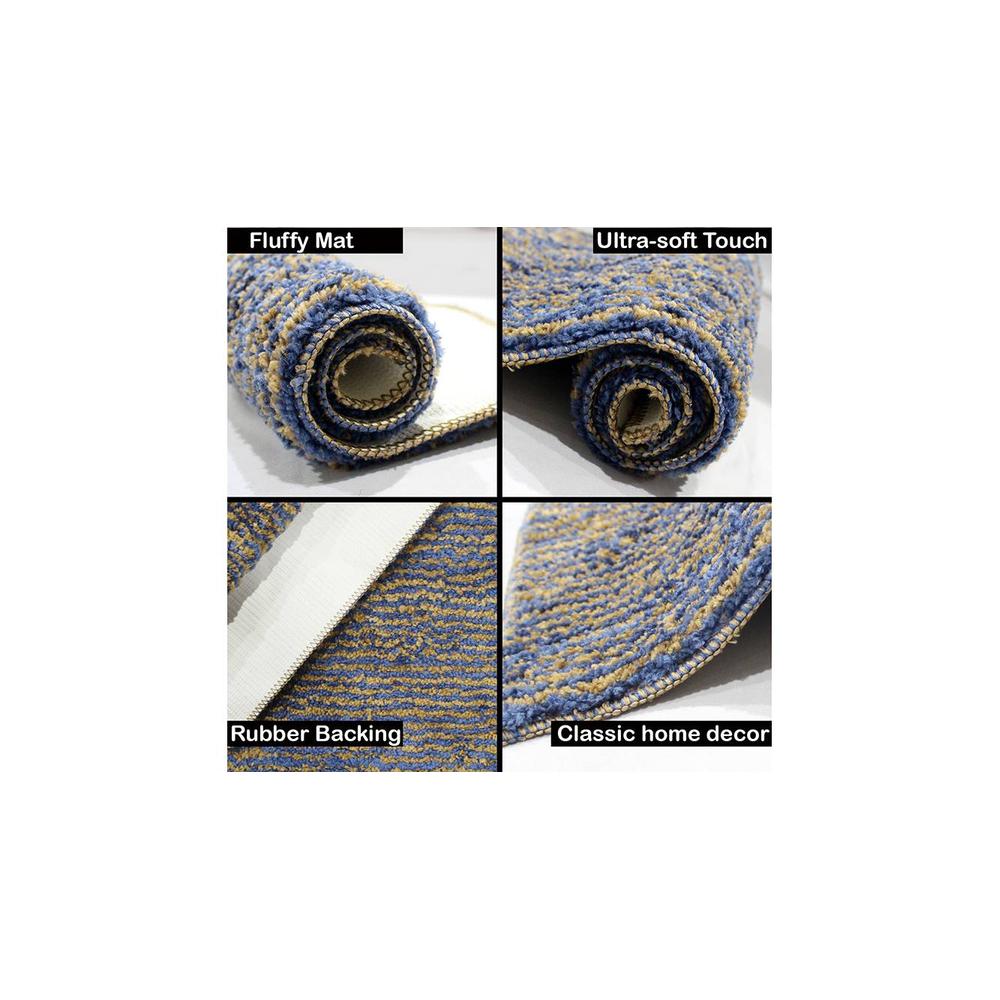 Clare Blue Solid Natural Fiber 23x15 inches Anti-Skid Bath Mat