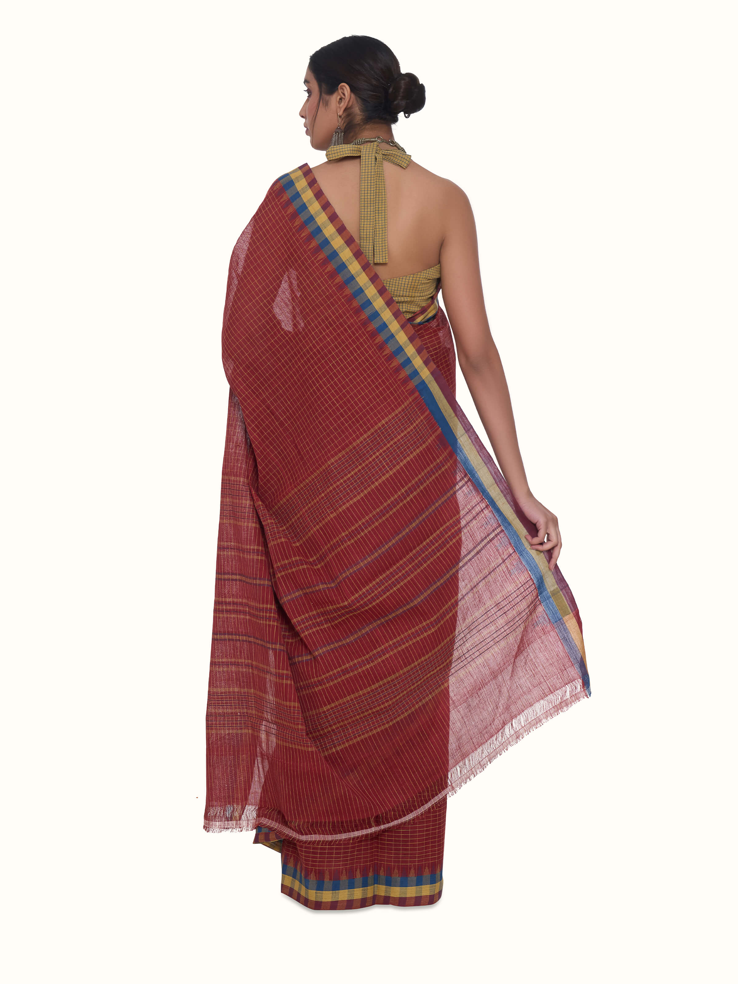 Maroon Natural Dyed Cotton Kuppadam Saree