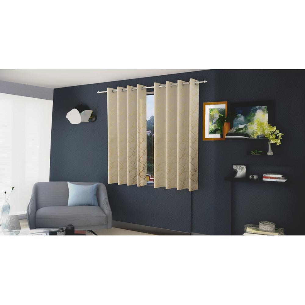 Golden Velvet Abstract Pack of 2 Pieces Blackout Window Curtain
