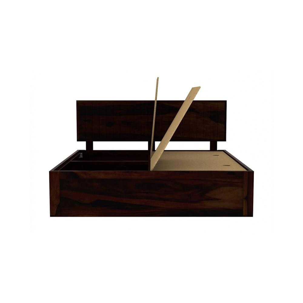Esra Sheesham Wood King Size Bed Box Storage Walnut Finish (72 x 78 inches)
