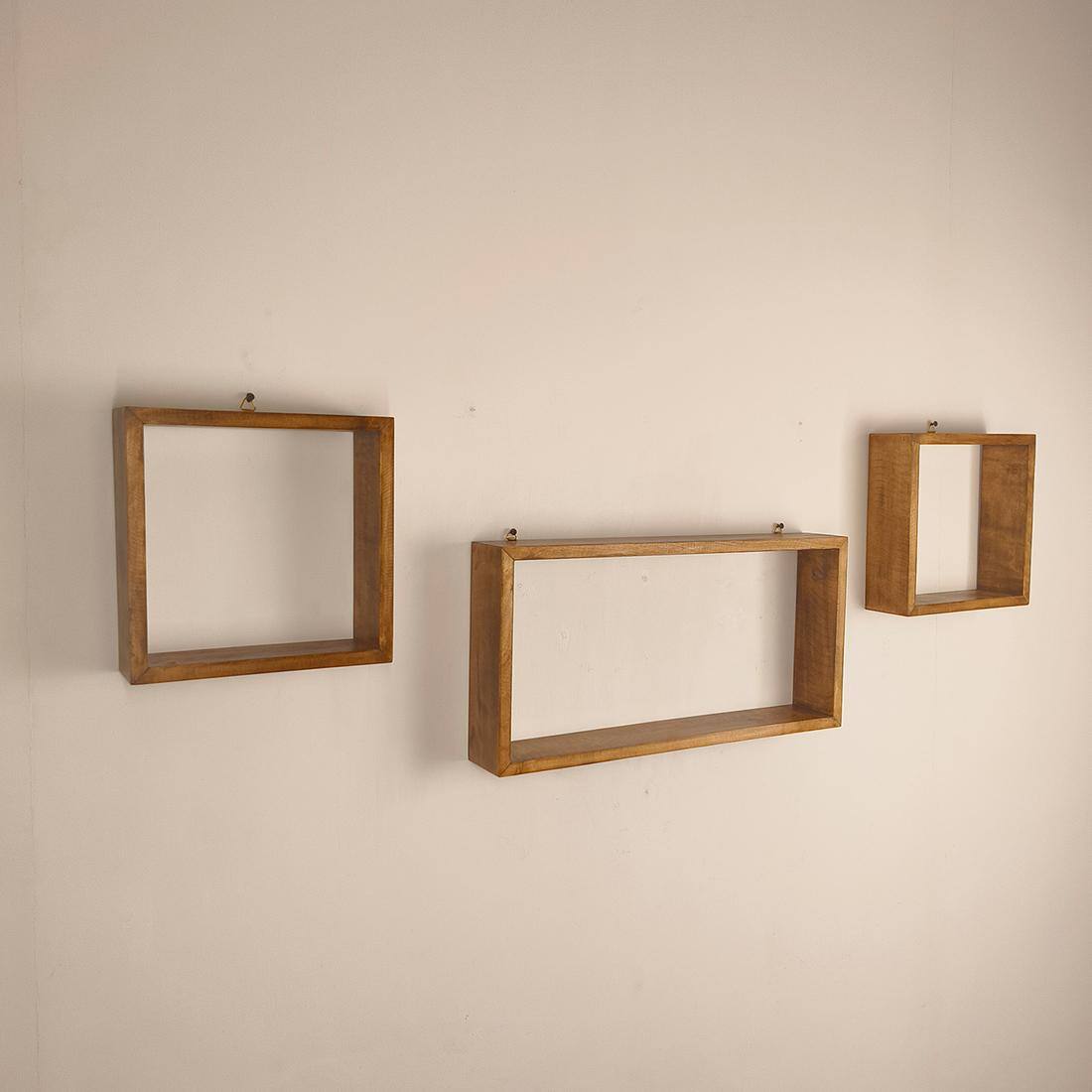 George Iii Rectangular Shaped Set Of 3 Wooden Wall Shelves