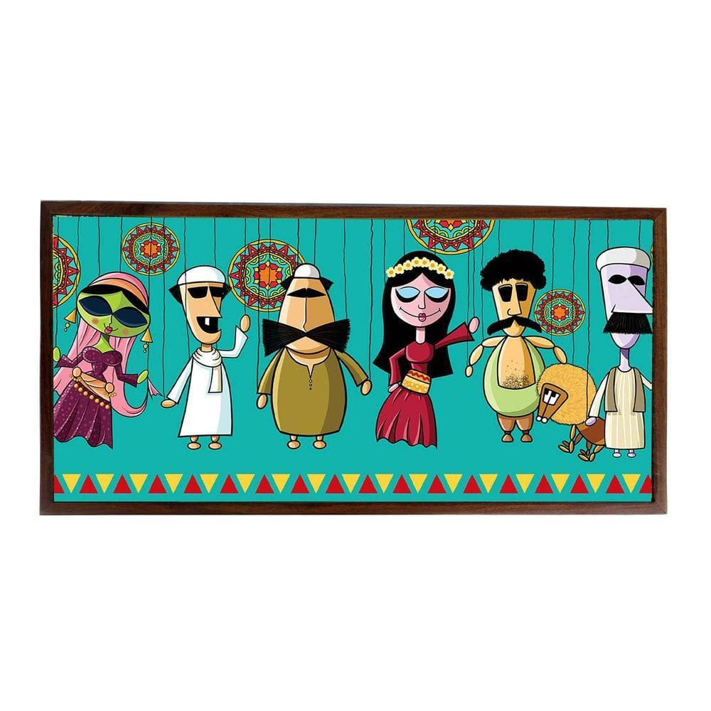 Cultural Mosaic Solid Wood Breakfast Table and Serving Tray In Multicolour