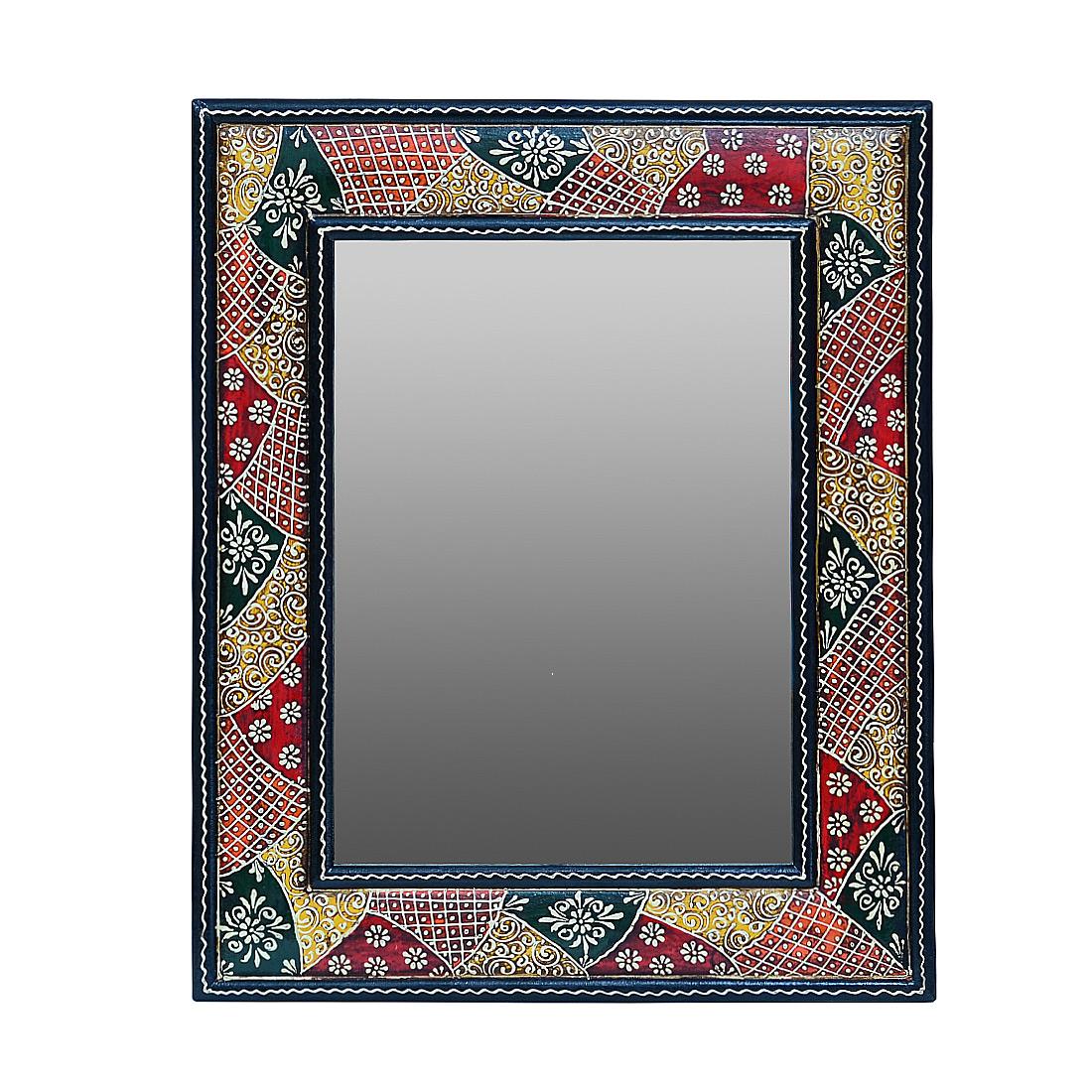 Desert Art MDF Hand Painted Red Rectangle Decorative Mirror-image-18