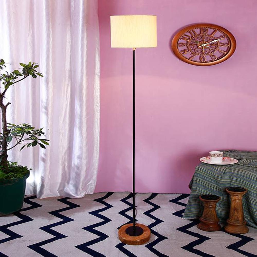 Emme White Cotton Shade Floor Lamp