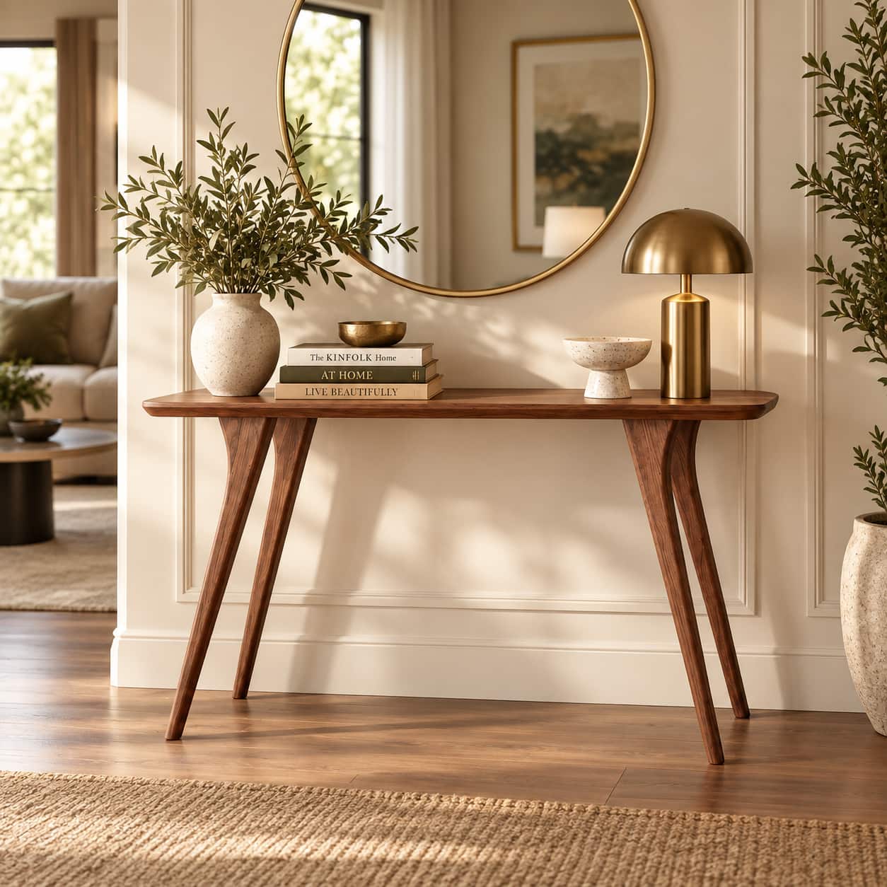 Raahi Solid Wood Console Table in Provincial Teak Finish 117 cm