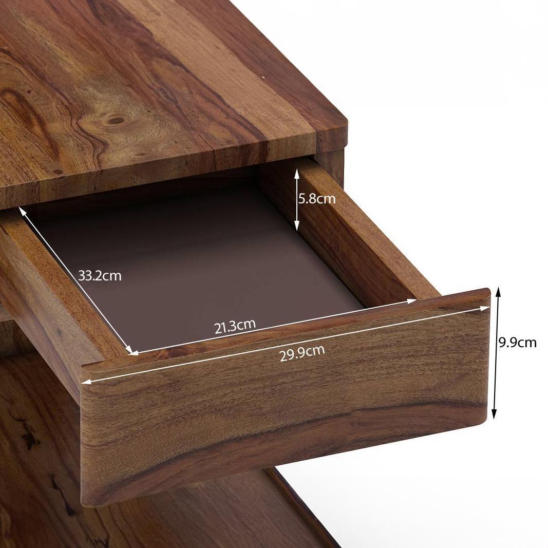 Barrow Solid Wood Bedside Table in Teak Finish