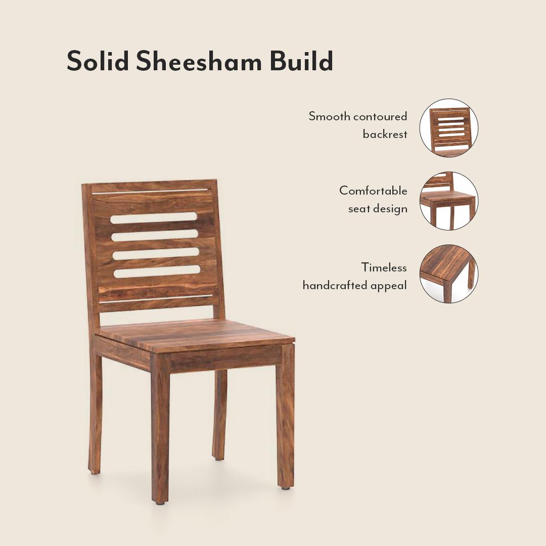 Fidora 4 Seater Dining Table With Set Of 4 Capra Dining Chairs (Finish- Teak, Colour- White)