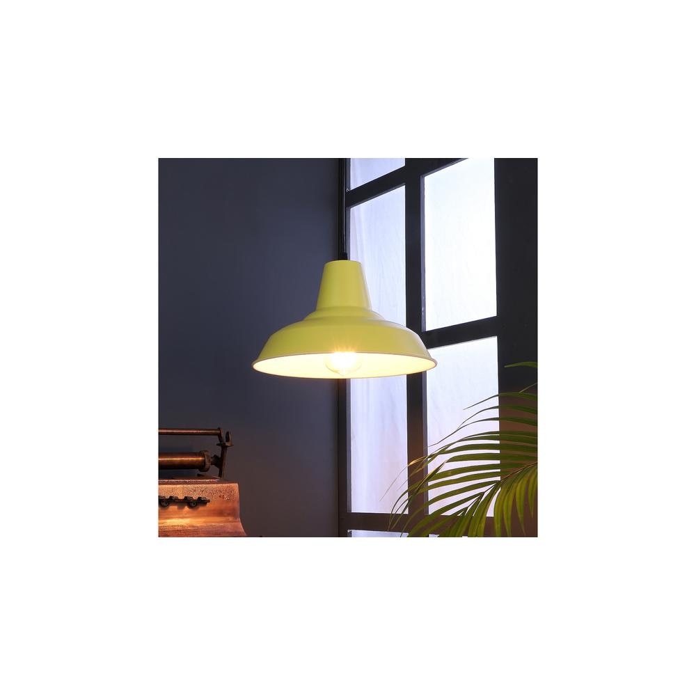 Opi Minimal Pastel Yellow Metal Single Hanging Light