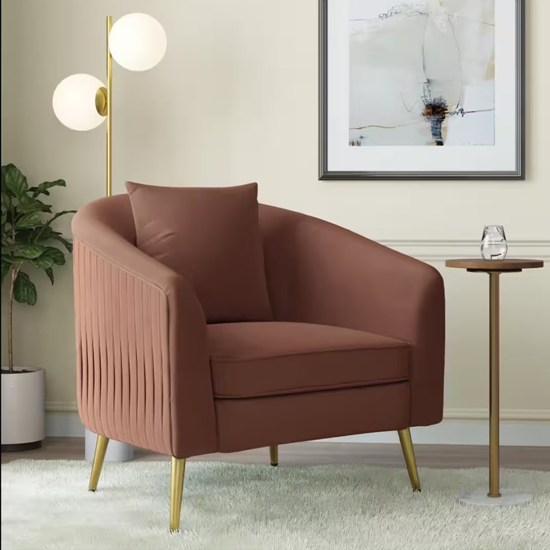 Aiden Lounge Chair In Mocha Mousse Velvet