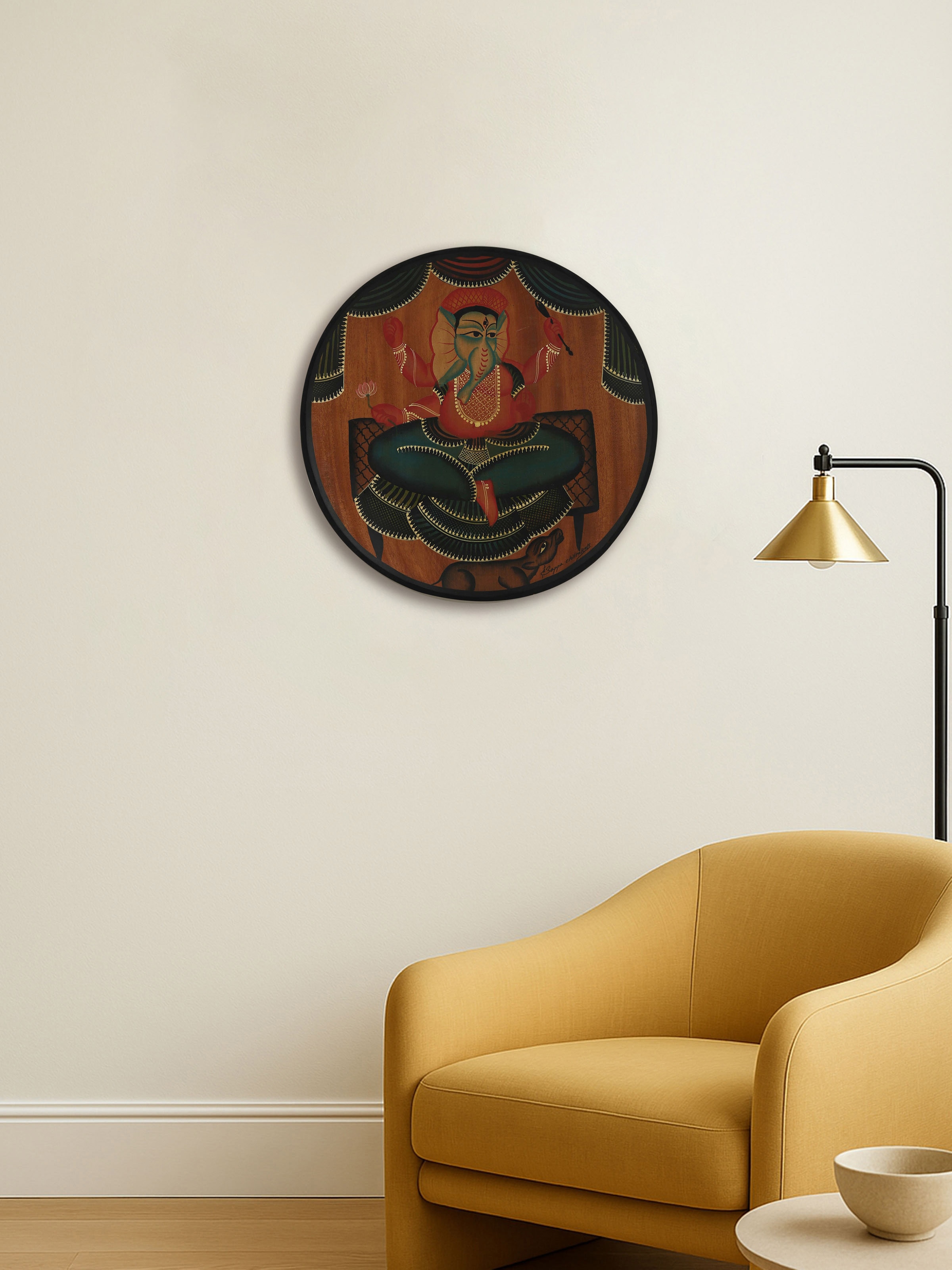Lifestyle view of Ganesha Round Display Plate