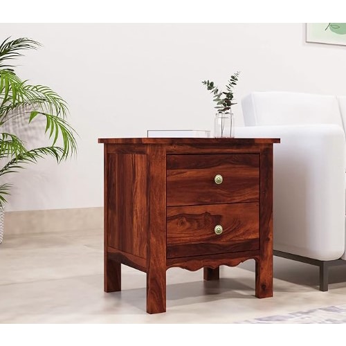 Aspen Solid Wood Bedside Table in Teak Finish