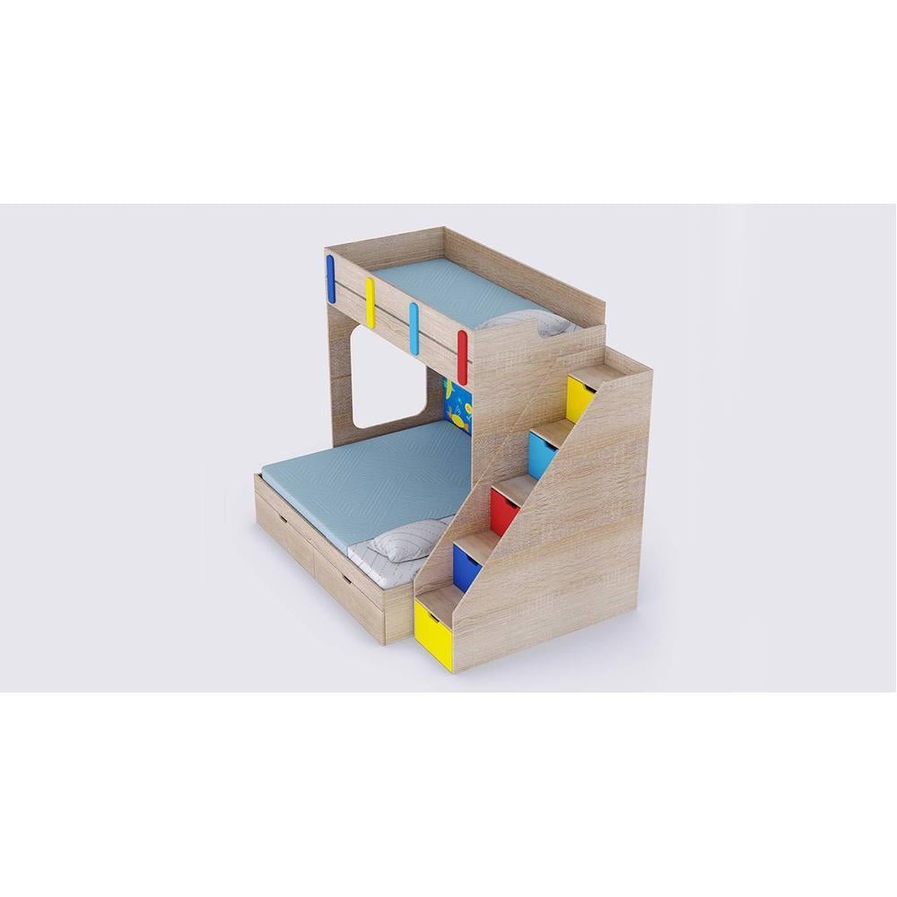 Pattern Dreams Bunk Bed with Storage in Oak Colour