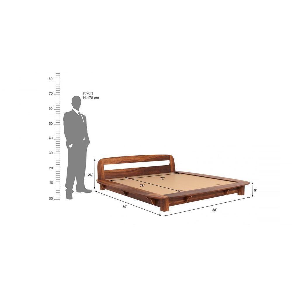 Wilbur Solid Wood King Size Non Storage Bed In Teak Finish
