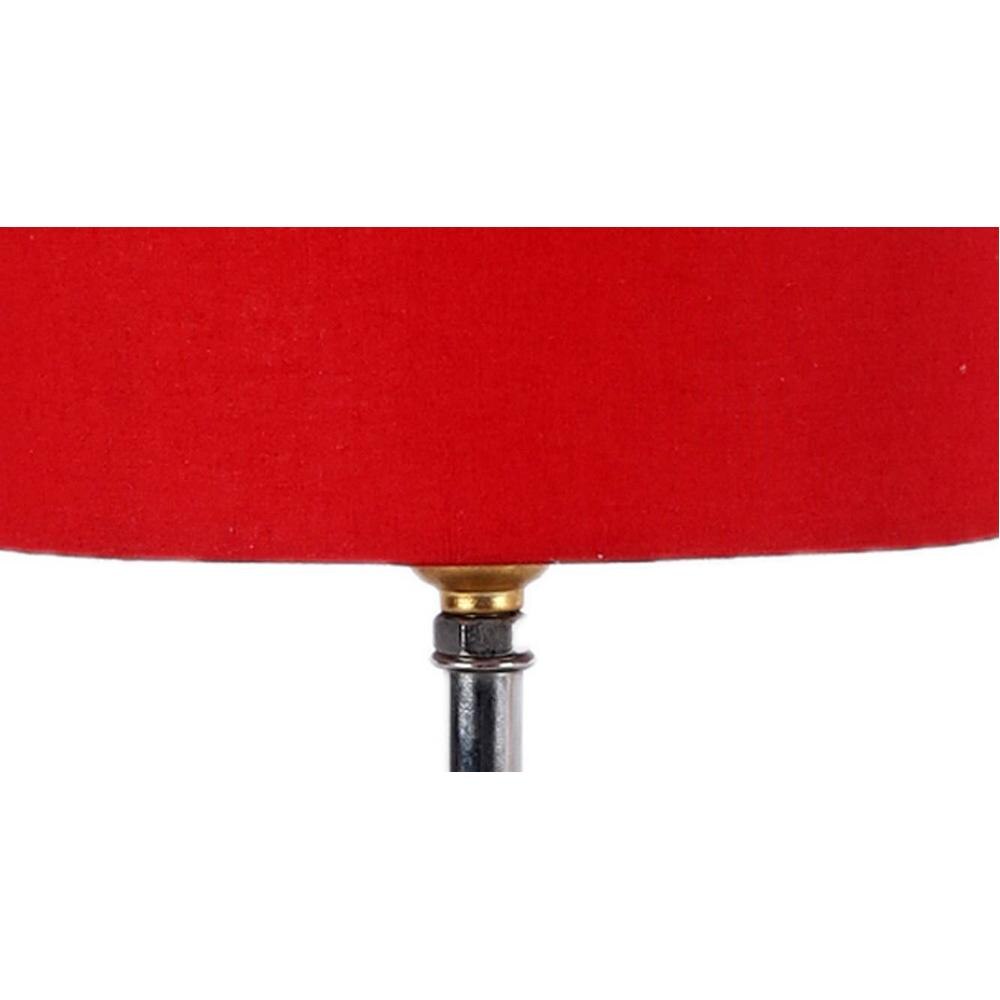 Freedom Red Fabric Shade Table Lamp with Natural Wooden Base
