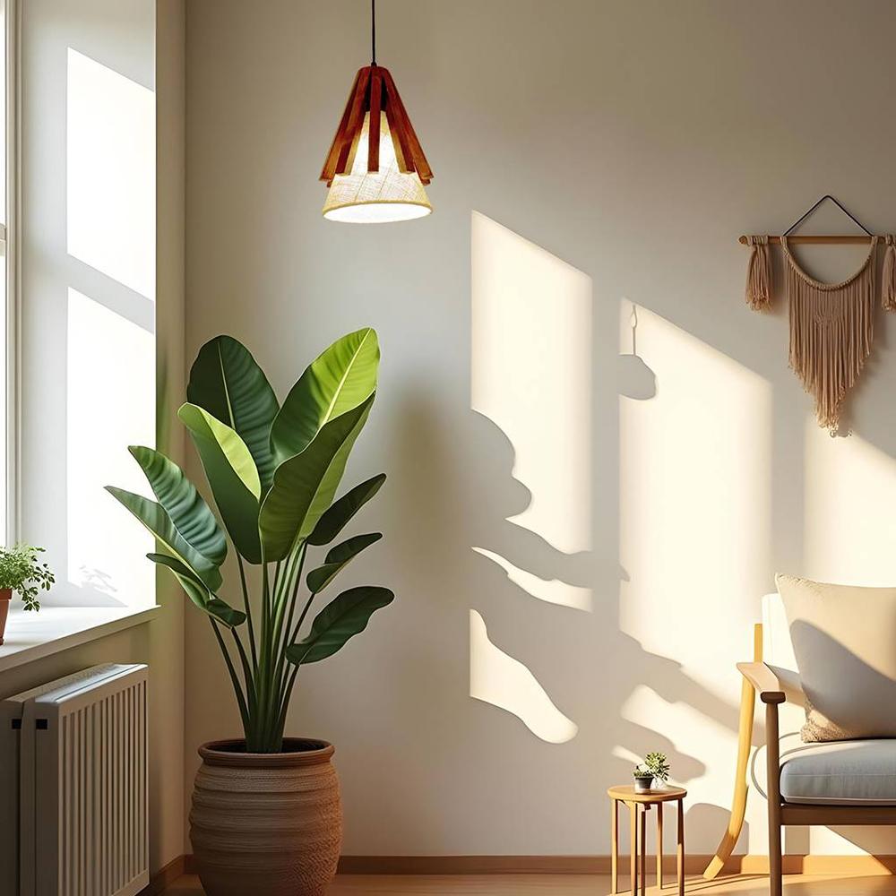 Flue Brown Solid Wood Single Hanging Light