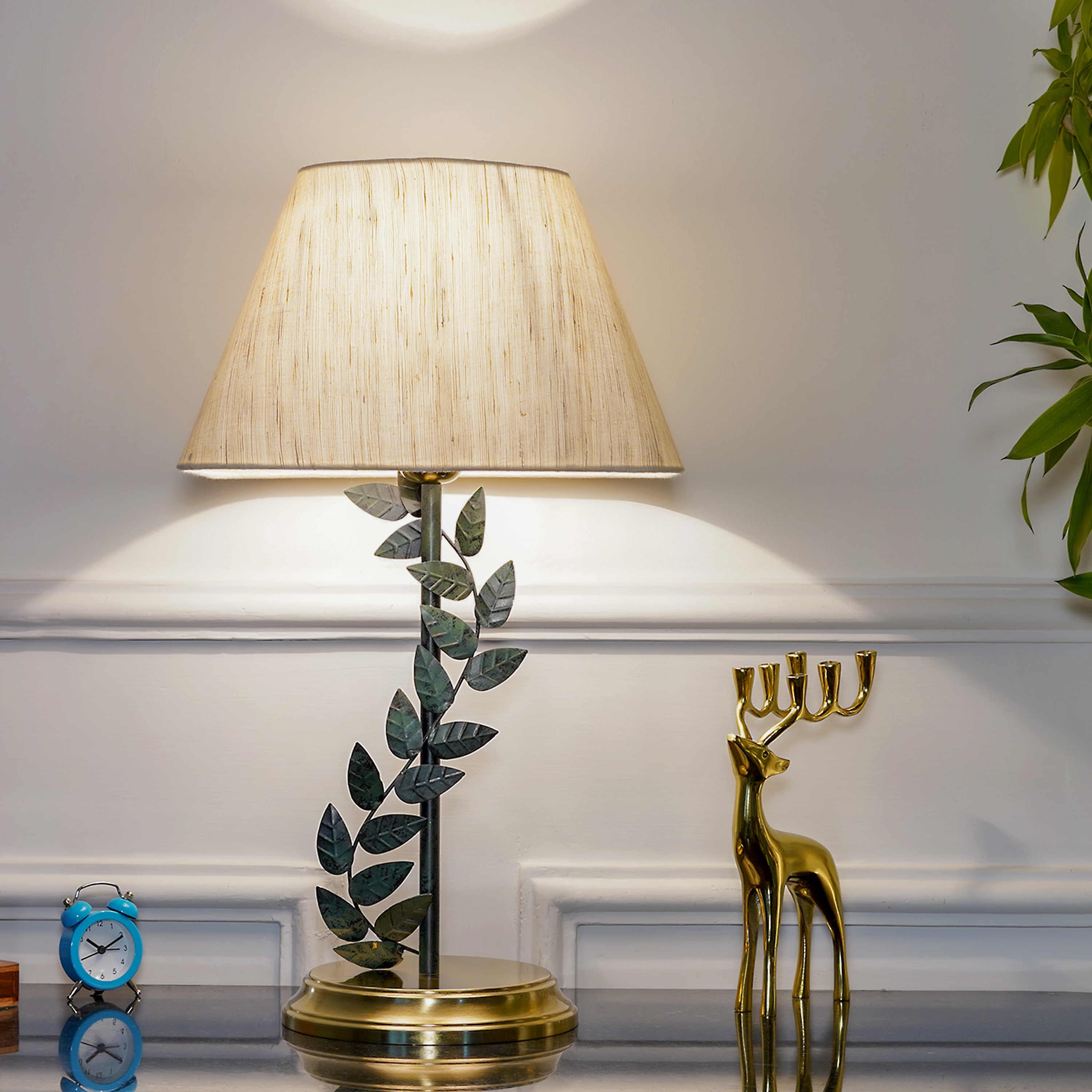 Bellis Metal Table Lamp With Printed Linen Shade