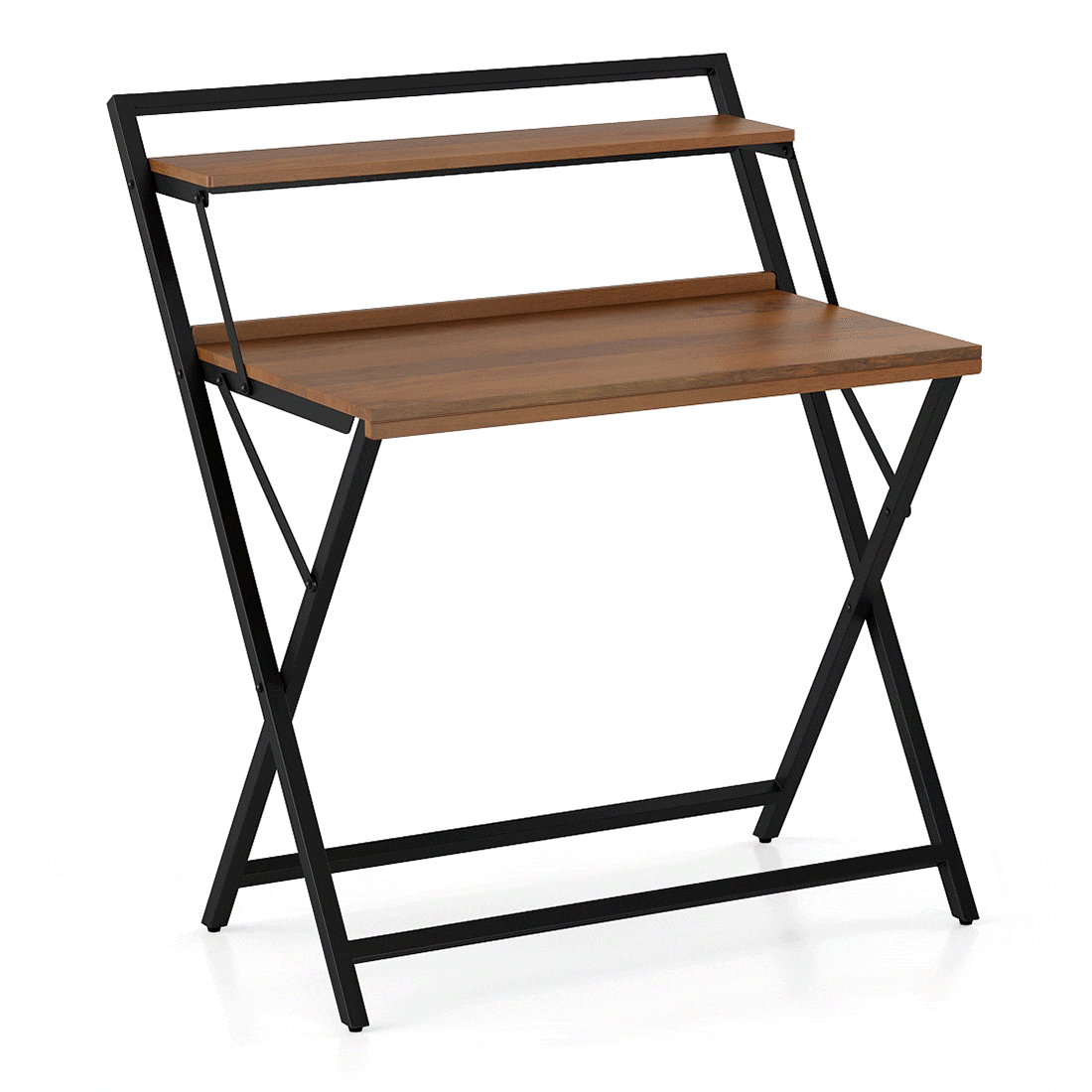 Bruno Solid Wood Study Table in Amber Walnut Finish